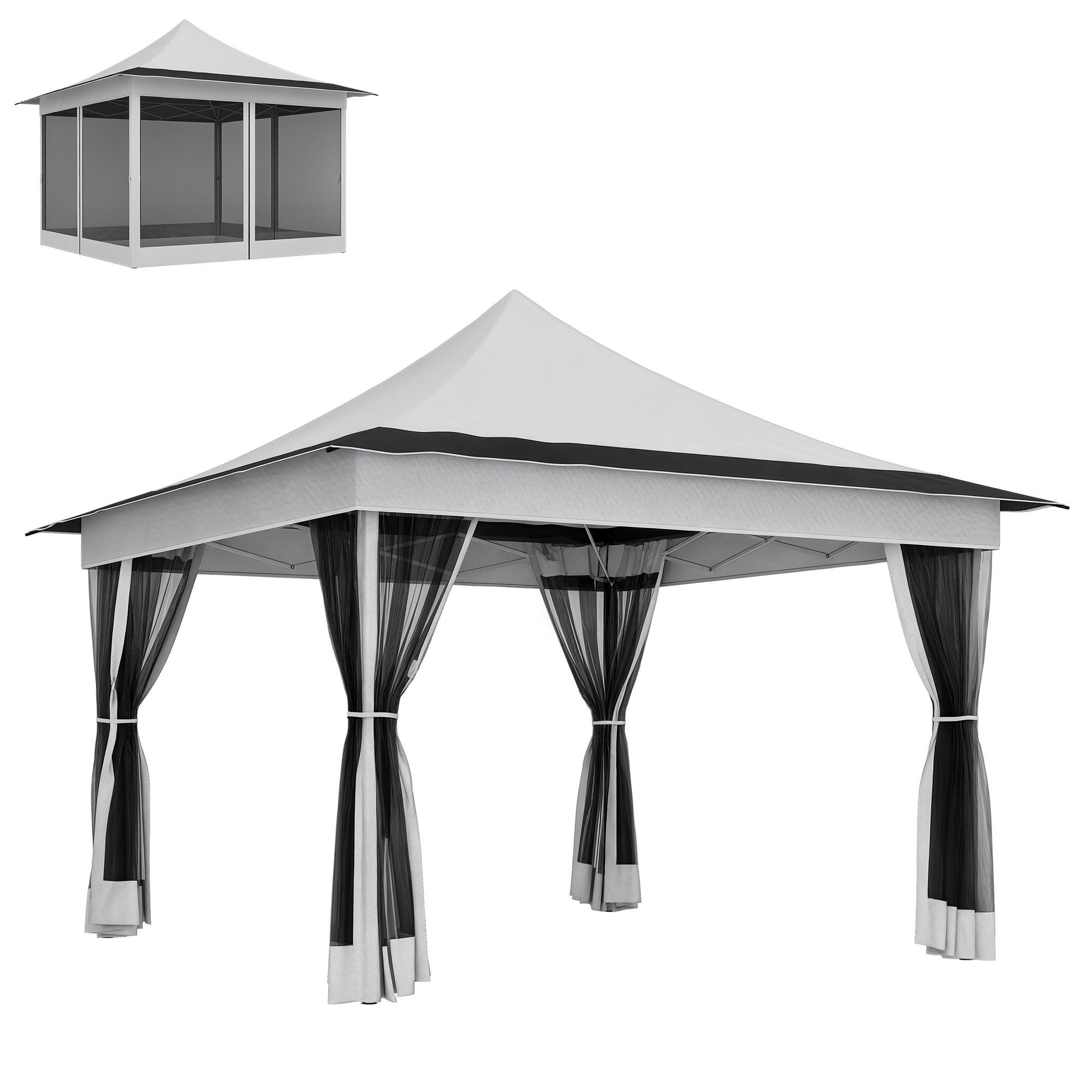 12 x 12 ft. Canopy Tent with Mesh Netting, UPF50+ Pop Up Tent with Carry Bag for Garden, Patio, Light Gray