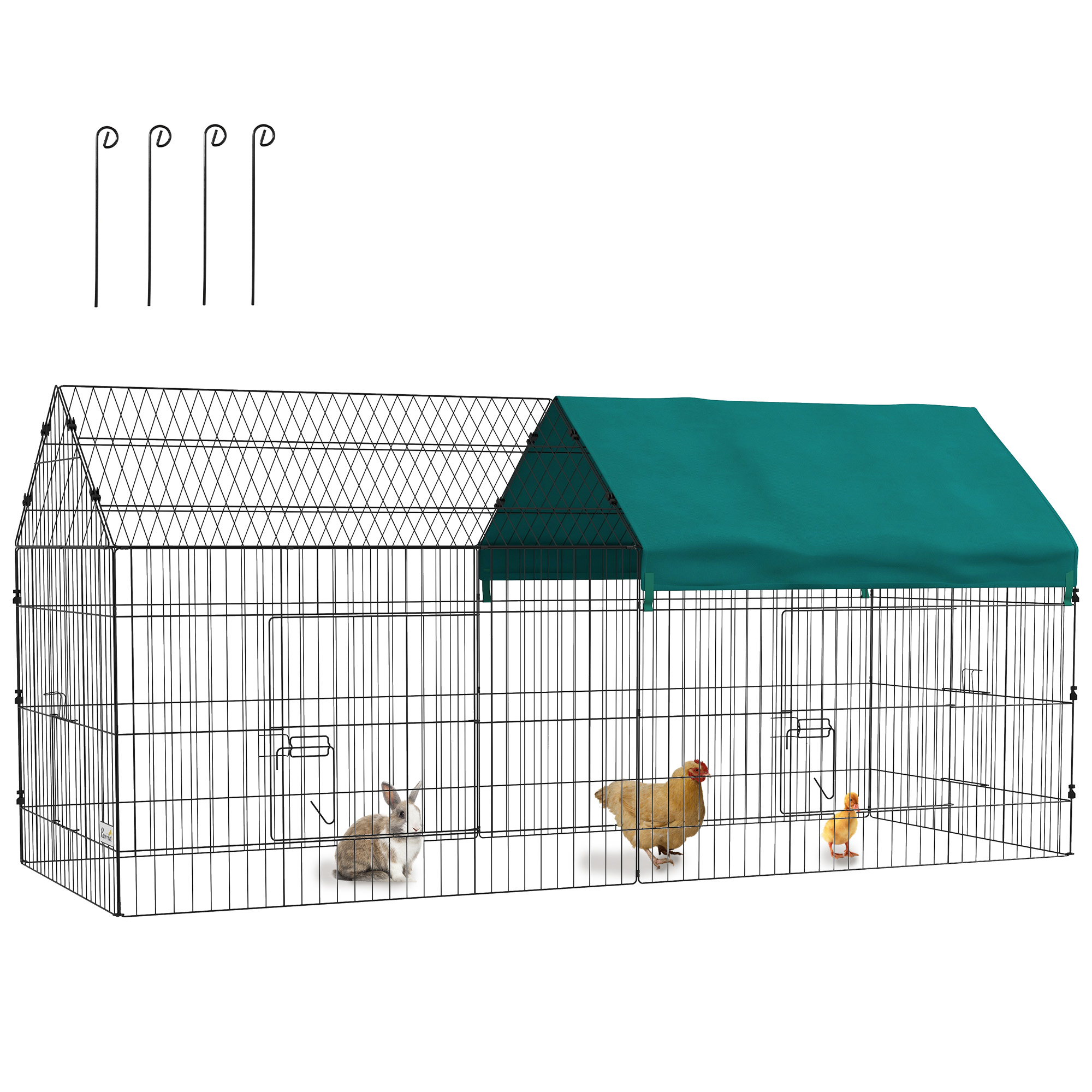 87" Small Animal Playpen with with Roof for Rabbits, Chicken, Chinchillas for Indoor/Outdoor Use, Green