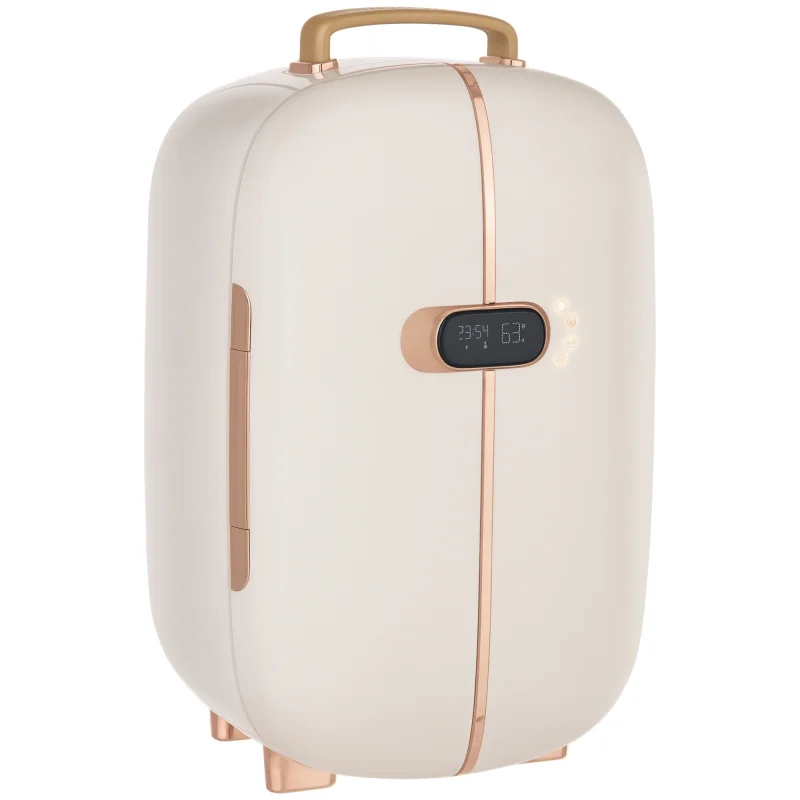  Portable Skincare Fridge with LED Display, 12L Mini Fridge for Beauty, Makeup and Cosmetics, Small Refrigerator Cooler for Bedroom, Home Office, Desktop, White