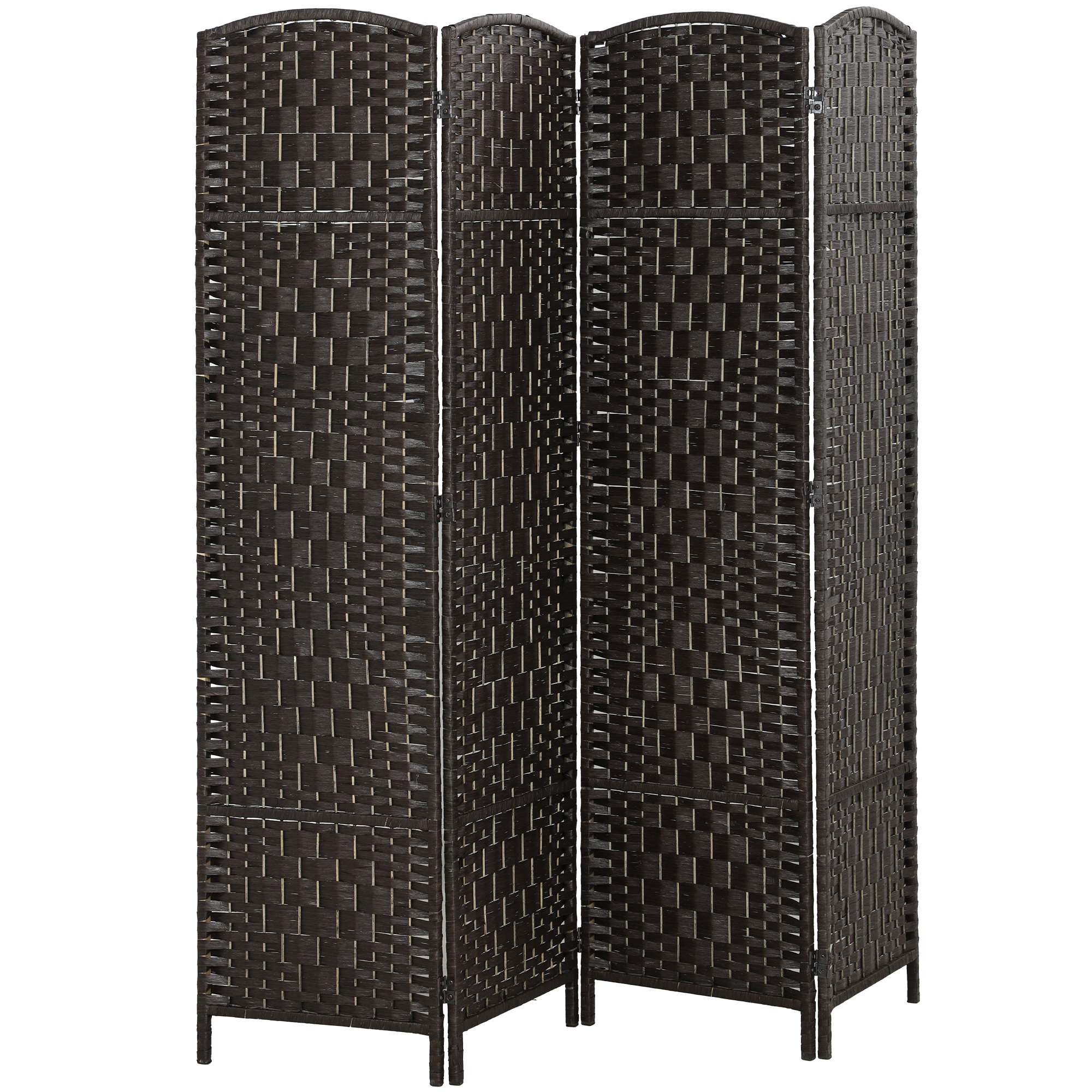 Room Divider, 4 Panel Folding Privacy Screen, 70.9" Tall Portable Weave Partition Wall Divider for Bedroom, Coffee