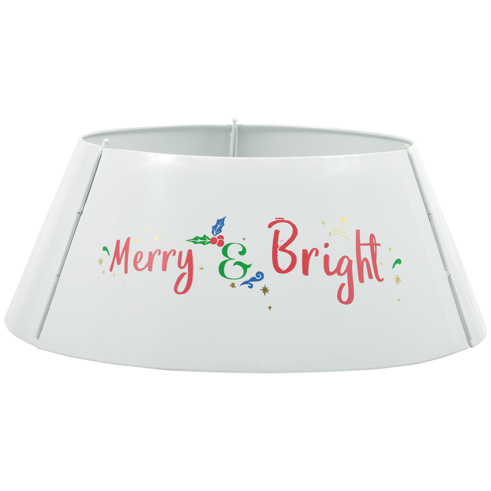 Christmas Tree Collar, Steel Tree Ring Skirt, Home Xmas Decoration for Christmas Tree, 26" x 26" x 11", Cream White