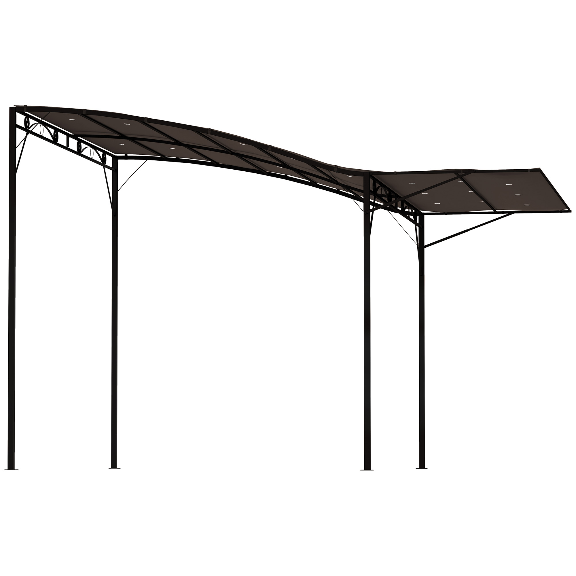 10' x 8' Outdoor Pergola and Patio Gazebo for Garden, Camper, Deck, Doors and Windows, Brown