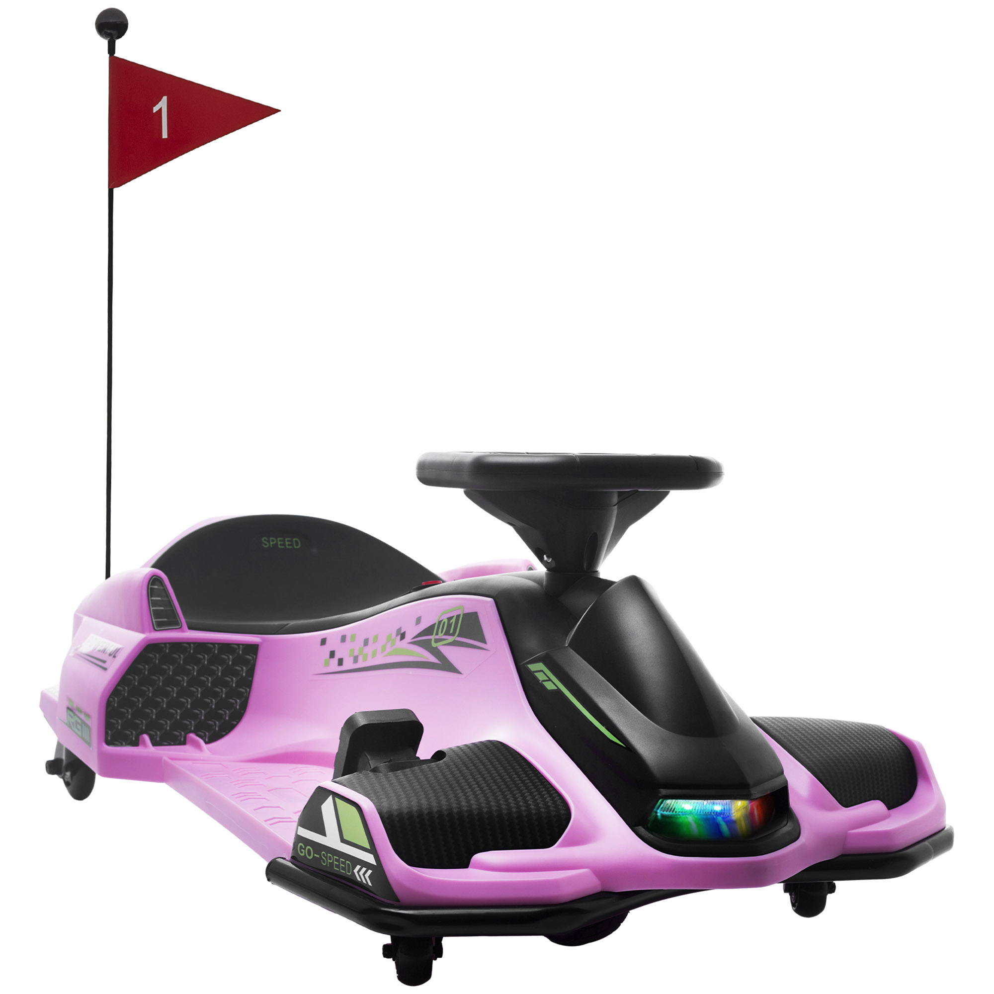 12V Electric Drifting Go Kart w/ Slow Start, Music, Lights, Pink