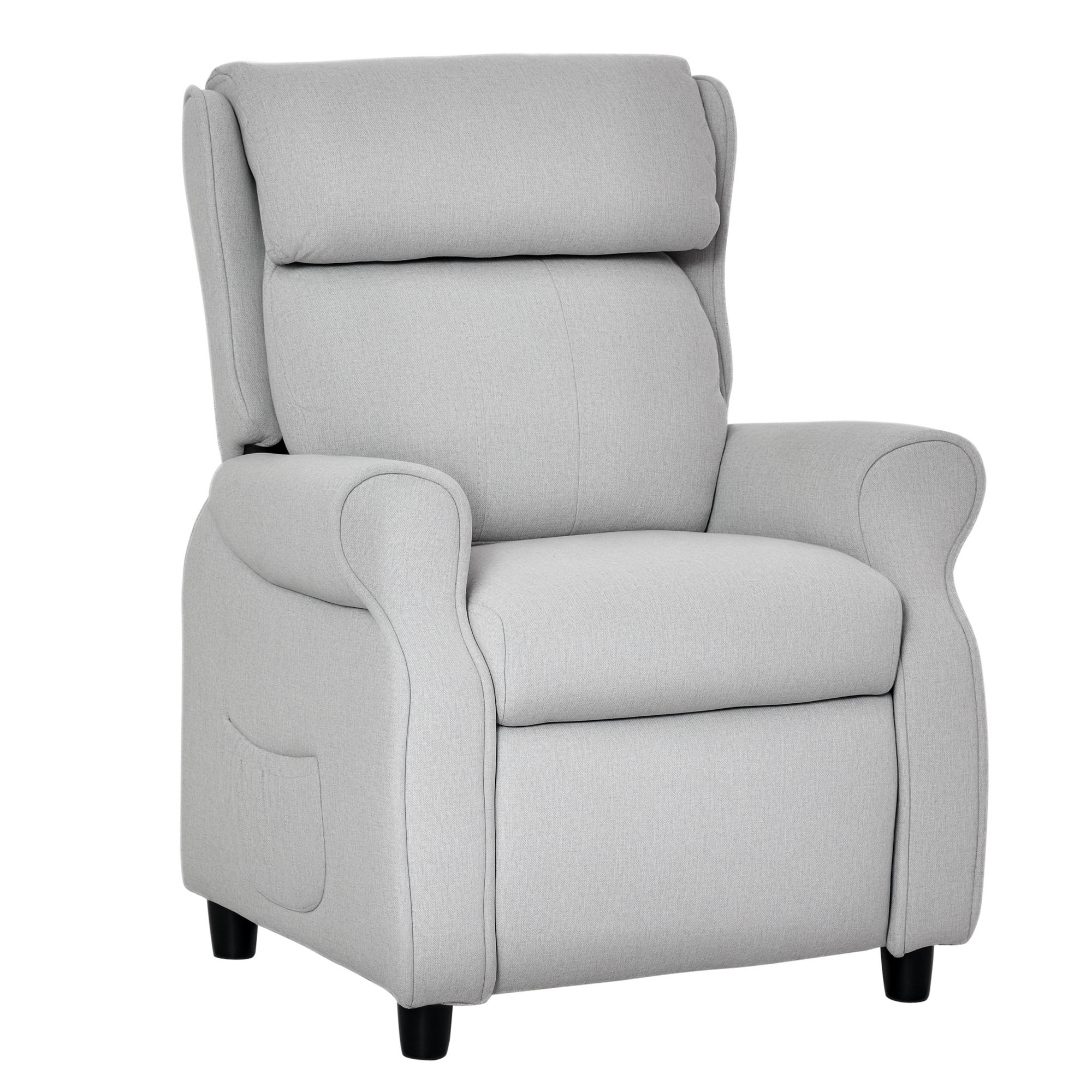 Kids Recliner Chair Children Sofa Angle Adjustable Single Lounger Armchair Gaming Chair with Footrest 2 Side Pockets for 3-5 Years, Light Grey