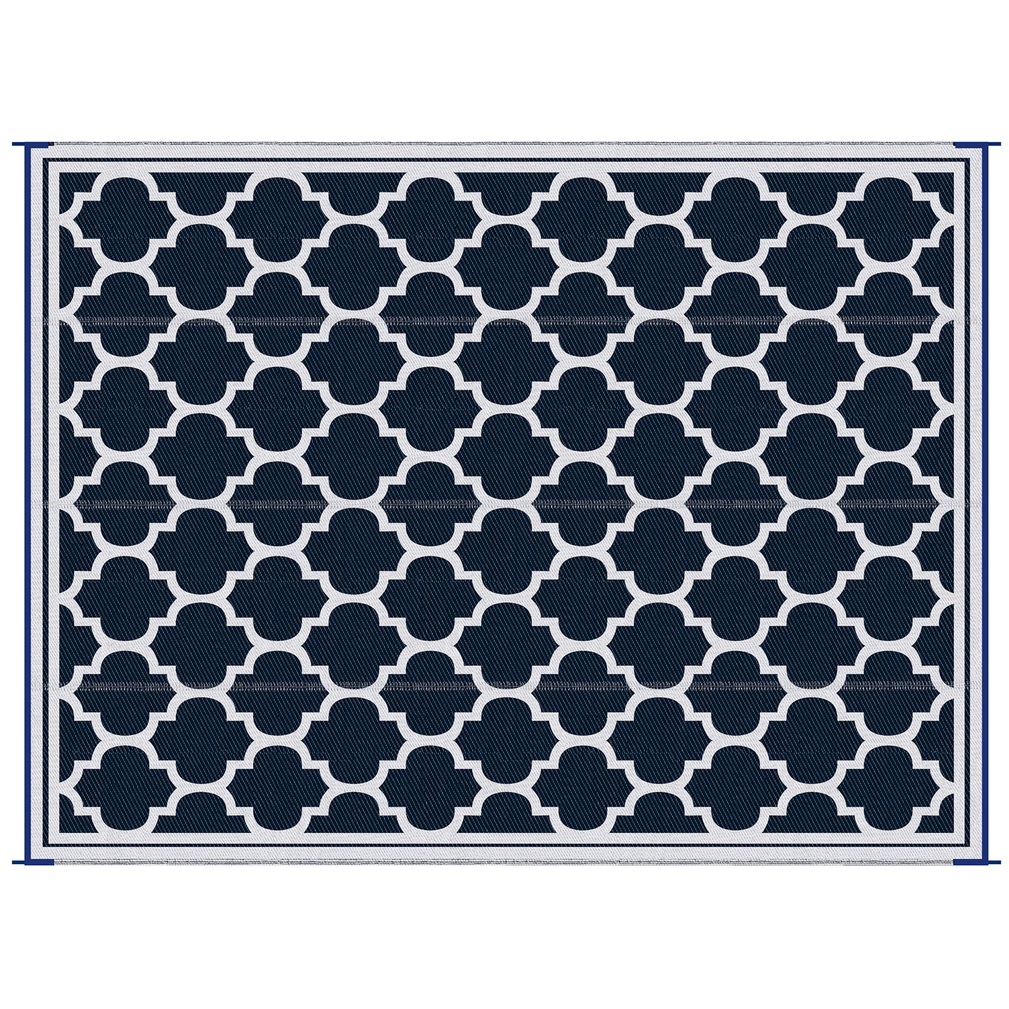 Reversible Outdoor Rug, 9' x 12' Waterproof Plastic Straw Floor Mat, Portable RV Camping Carpet, Large Floor Mat for Backyard, Deck, Picnic, Beach, Blue & White