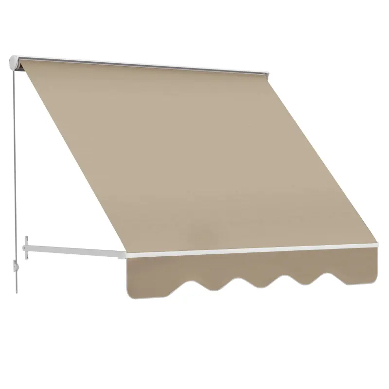 6' Drop Arm Manual Retractable Window Awning Sun Shade Shelter for Patio Balcony Outdoor, Aluminum, Can Cover 2 Windows, Cream White