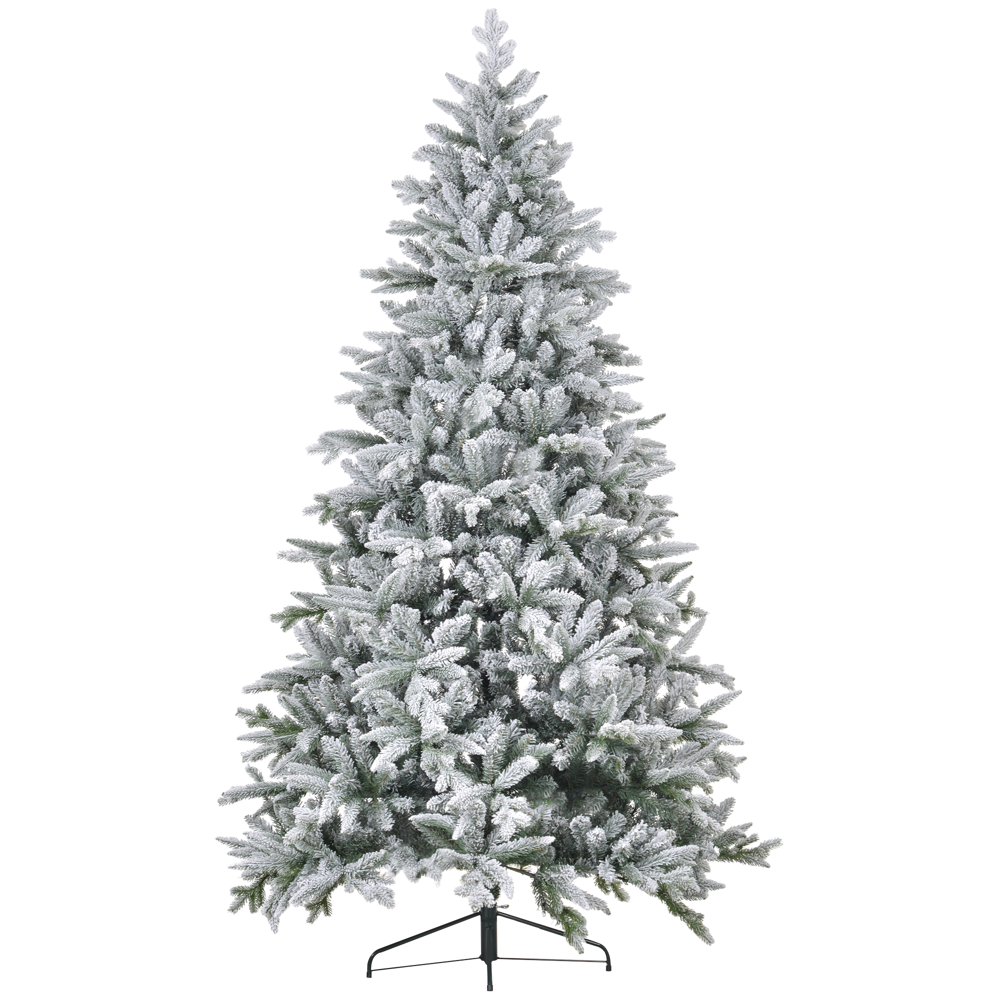 8ft Artificial Flocked Christmas Tree with Snow Tips, Easy Assembly, Hinged Xmas Tree for Home Office Holiday
