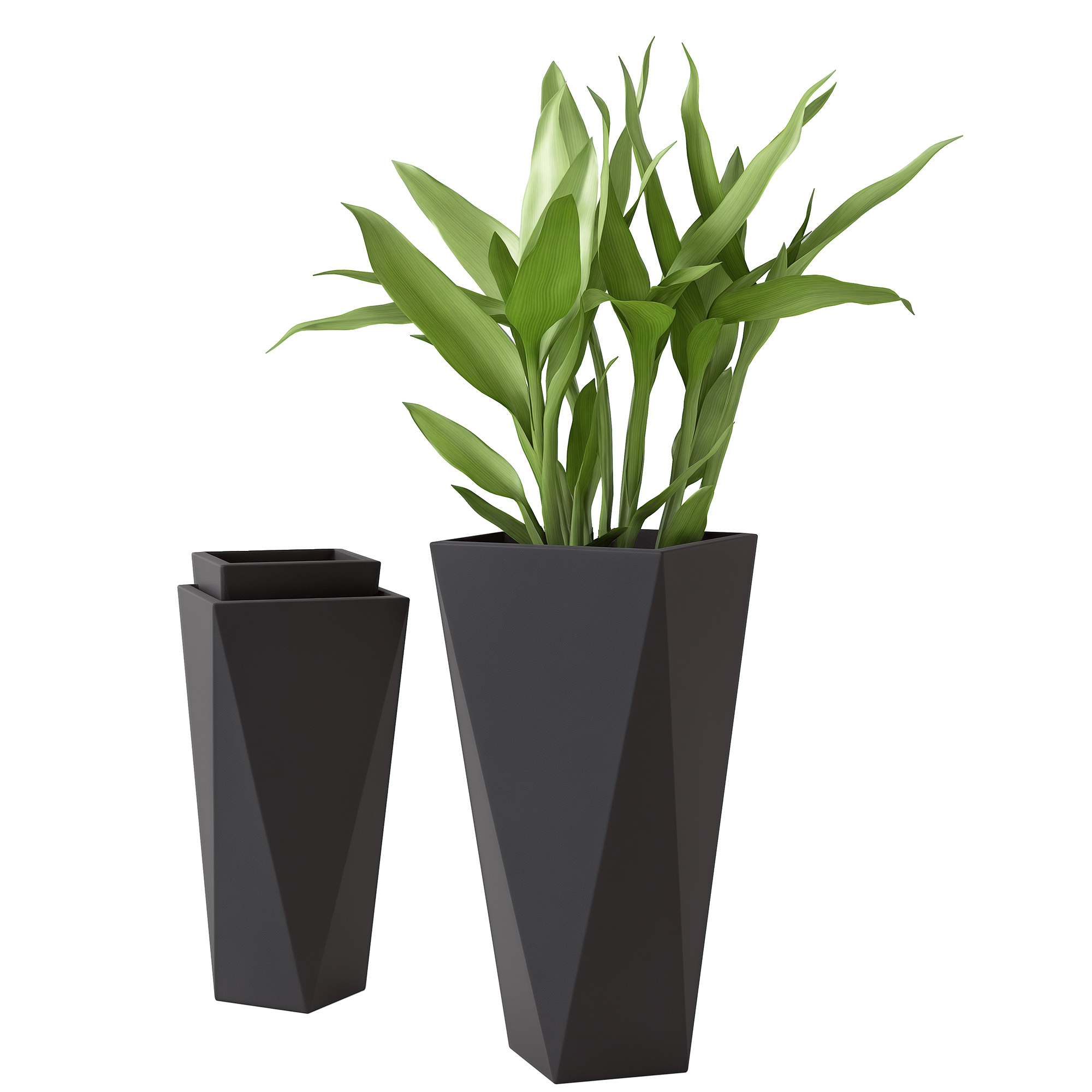 Indoor Outdoor Planters Set of 3 MgO Tall Planters Stackable Flower Pots with Drainage Holes for Garden, Balcony, Black
