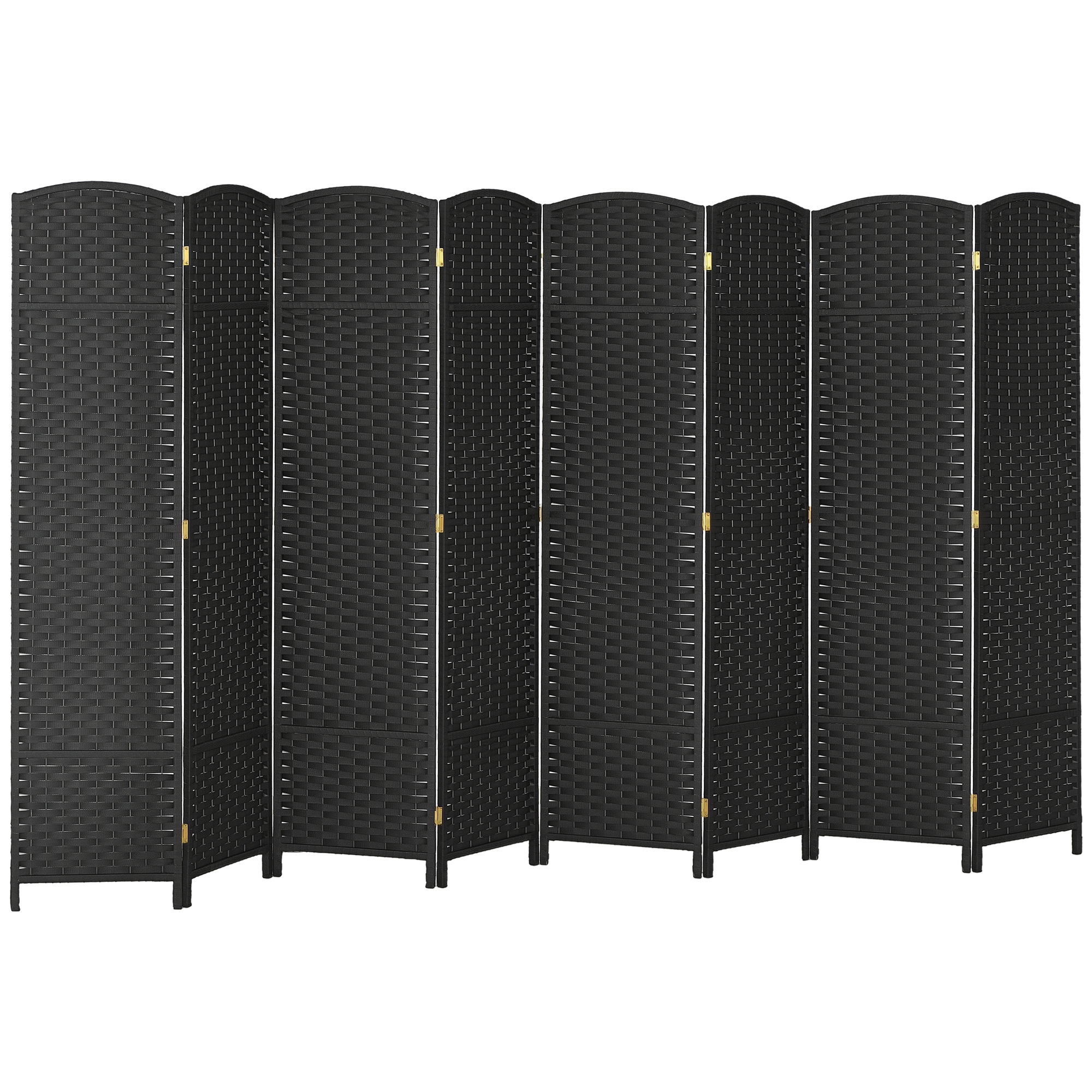 Folding Room Divider Screen 8 Panel 5.6 ' Tall Privacy Screen Freestanding Room Partition for Home Office, Black