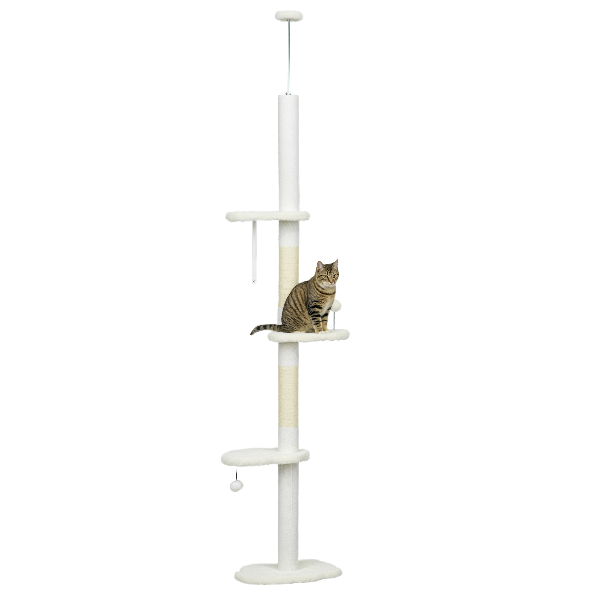 8.4' Floor to Ceiling Cat Tree, Adjustable Height, White