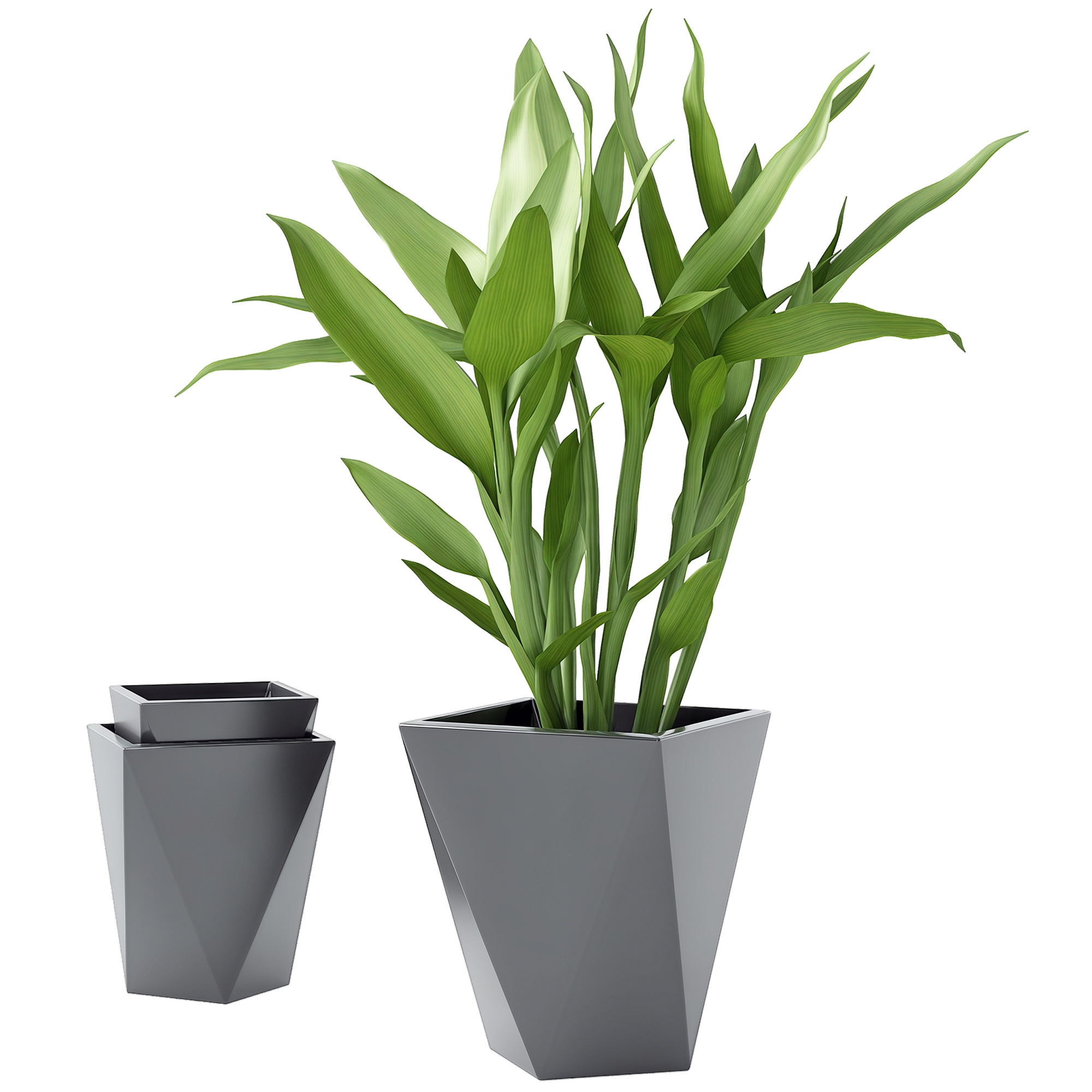 Indoor Outdoor Planters Set of 3 MgO Tall Planters Stackable Flower Pots with Drainage Holes for Garden, Balcony, Gray