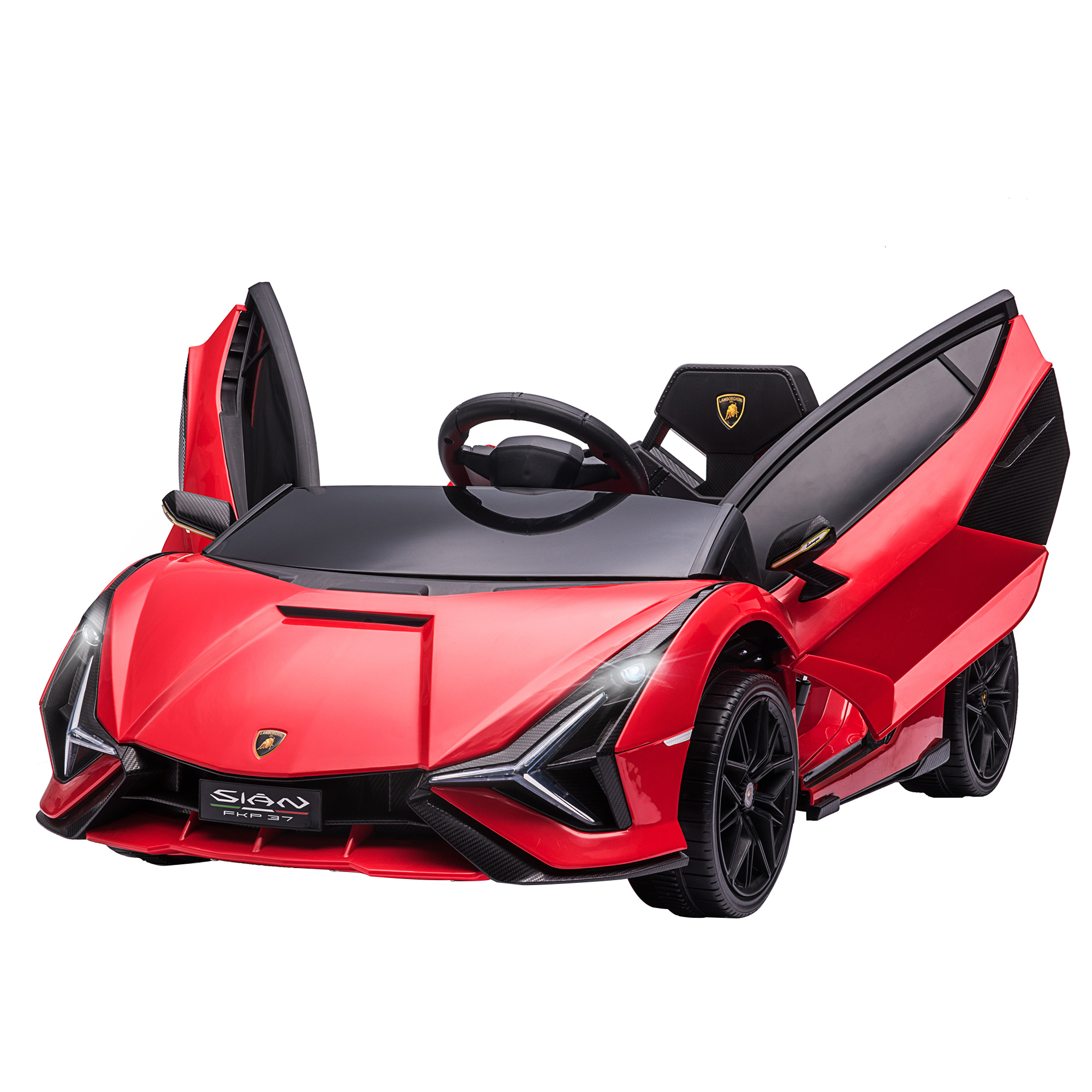 12V Lamborghini SIAN Licensed Electric Car for kids with Remote Control, Horn, Music, & Headlights, Red