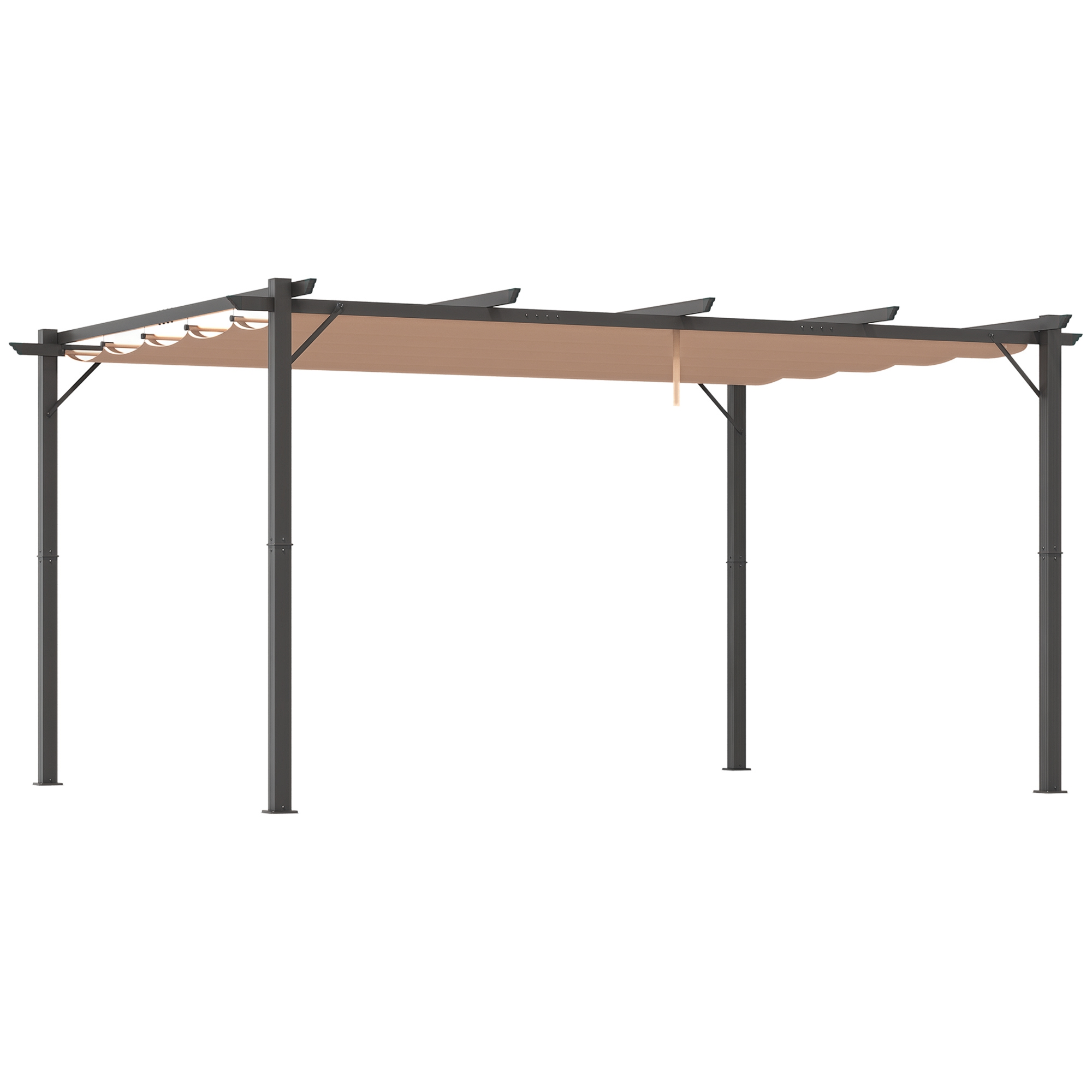 10' x 13' Outdoor Pergola Gazebo Backyard Canopy Cover Adjustable Sunshade, Gray