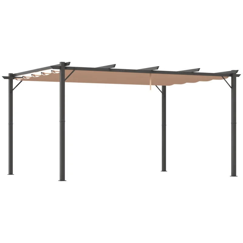 10' x 13' Outdoor Pergola Gazebo Backyard Canopy Cover Adjustable Sunshade, Gray