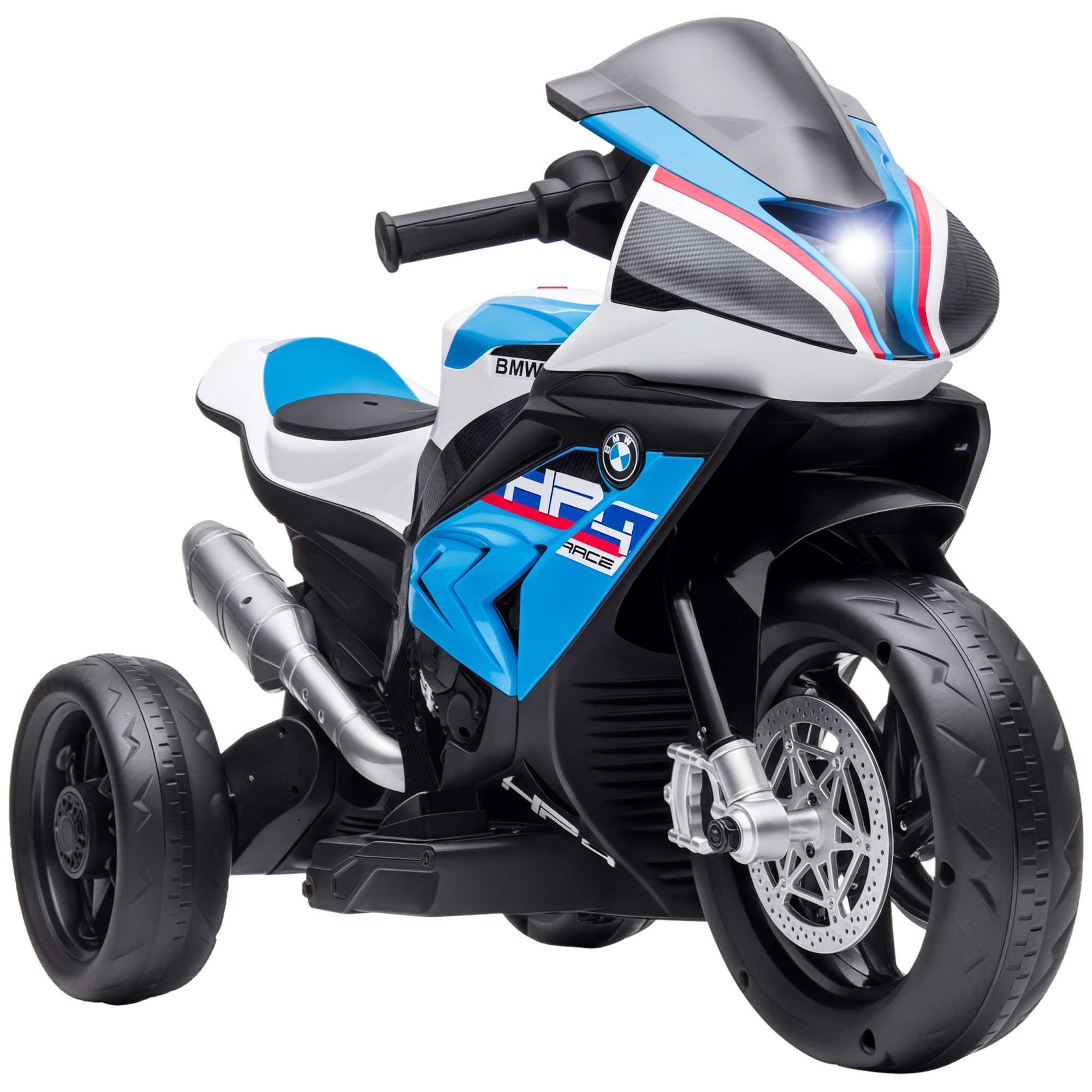  Licensed 6V Kids Ride on Motorcycle, Off-Road Battery Powered Three Wheels Dirtbike with USB, AUX, Music and Headlight for Toddler, Blue
