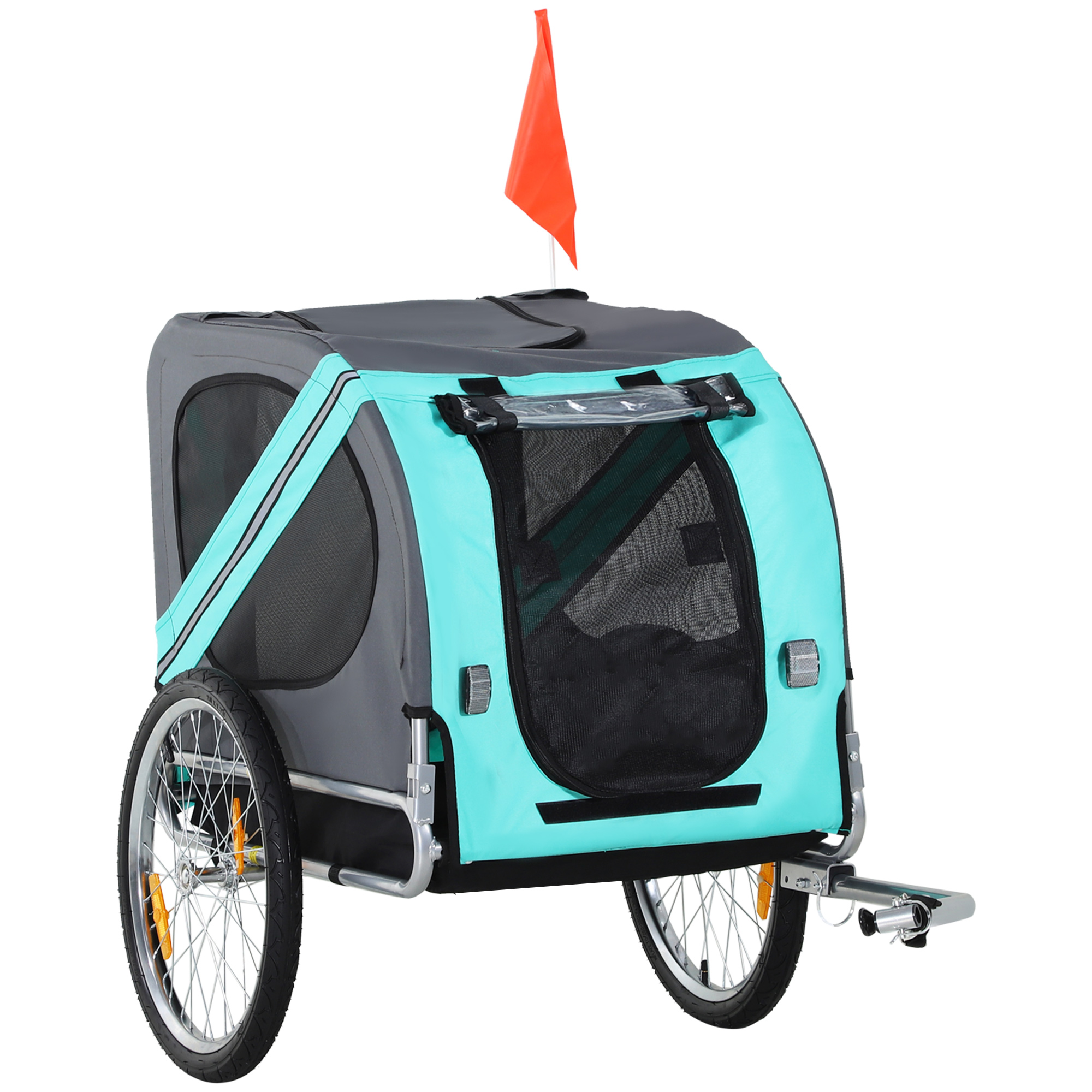 Dog Bike Trailer with 3 Entrances Large Wheels, Green