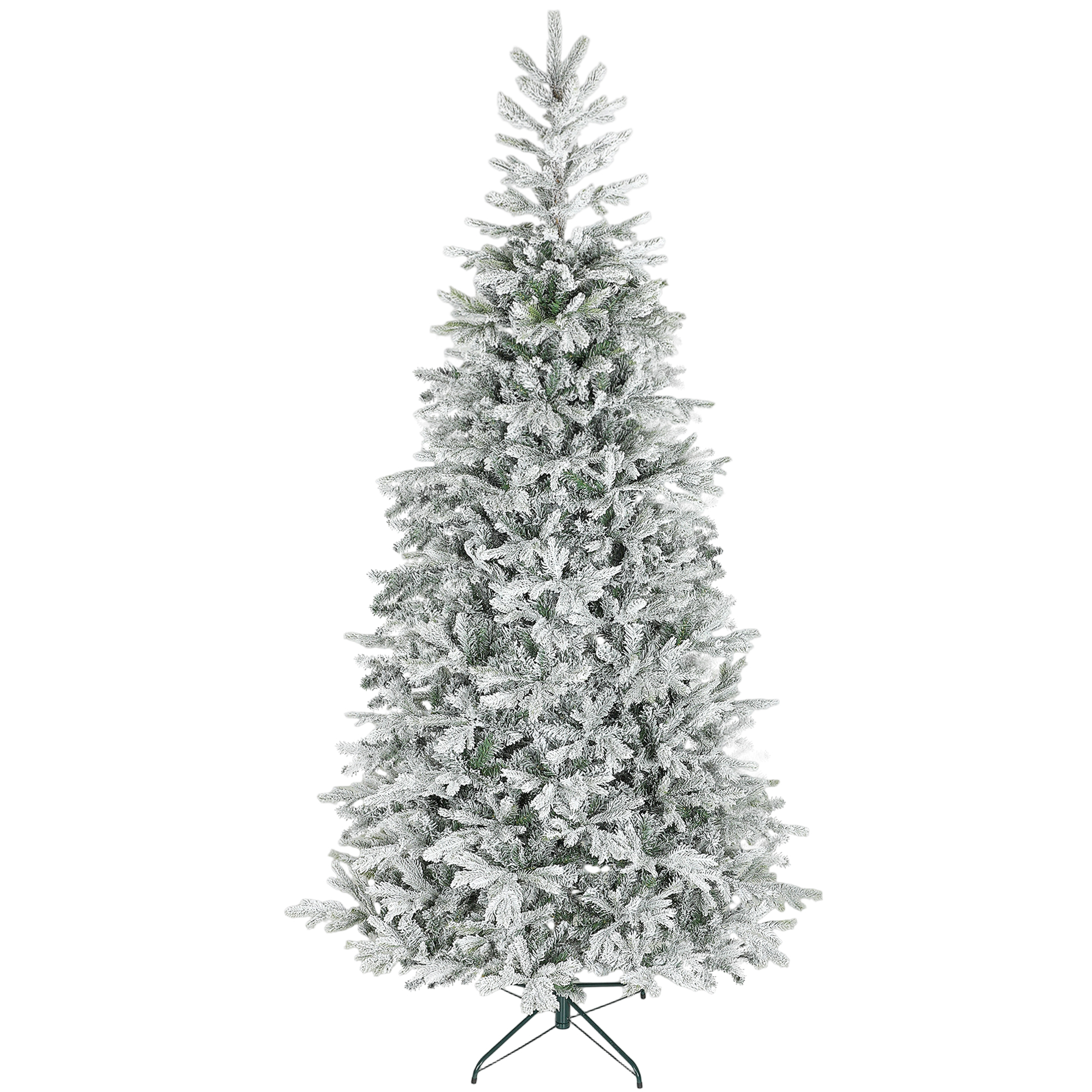9 ft Artificial Frosted Christmas Tree with Realistic Branches, Wide Full Spruce, Hinged Xmas Tree, Easy Assembly