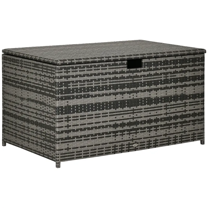 113 Gallon Outdoor Storage Box, Rattan Deck Box for Indoor, Patio Furniture Cushions, Pool Garden Tools, Dark Gray