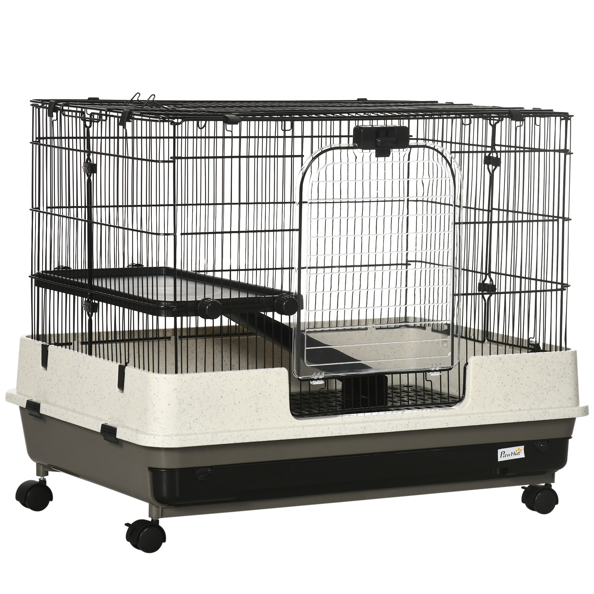 2-tier Compact Platform Rolling Small Animal Rabbit Cage for Hamsters, Chinchillas & Gerbils with a Large Living Space