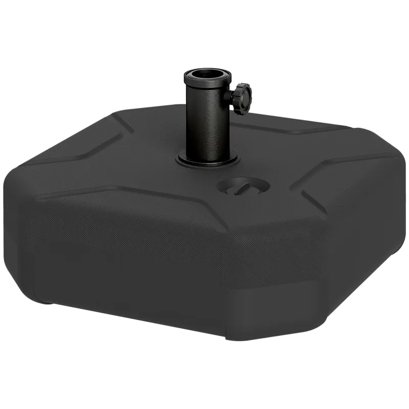 Square Patio Umbrella Base Holder, Heavy Duty Outdoor Umbrella Stand Base, Filled Up to 55lbs with Sand or 44lbs with Water for Garden, Poolside, Black