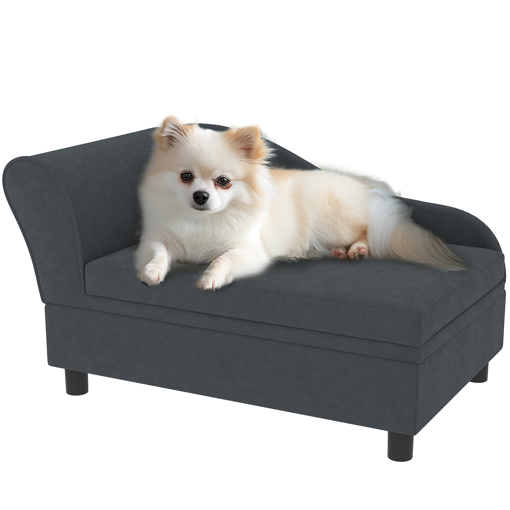 Pet Sofa Bed Couch with Storage, Pet Sofa for Cats and Small Dogs, Dark Gray