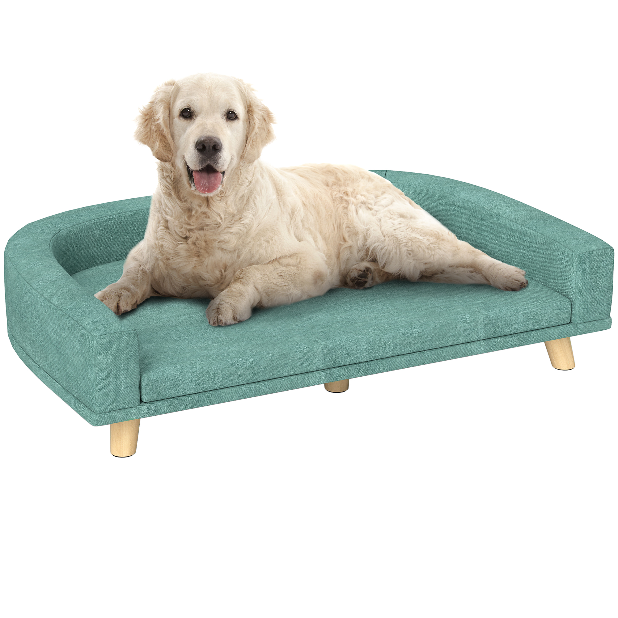Dog Sofa Couch Bed with Washable Cushion for Large Dogs, Cats, Green
