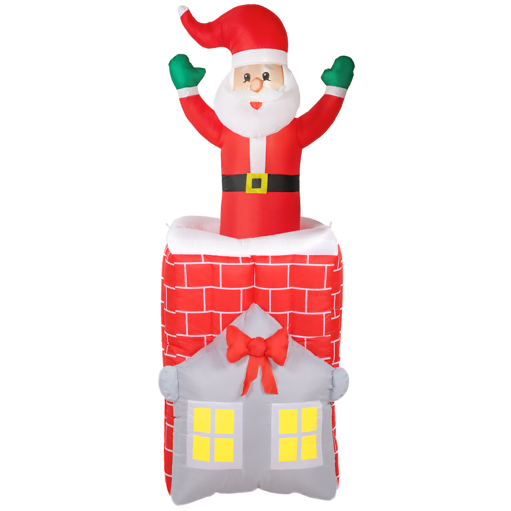 7FT Christmas Inflatable Santa in Chimney Up and Down, Blow Up Decoration with Built-in LED Lights for Indoor Party