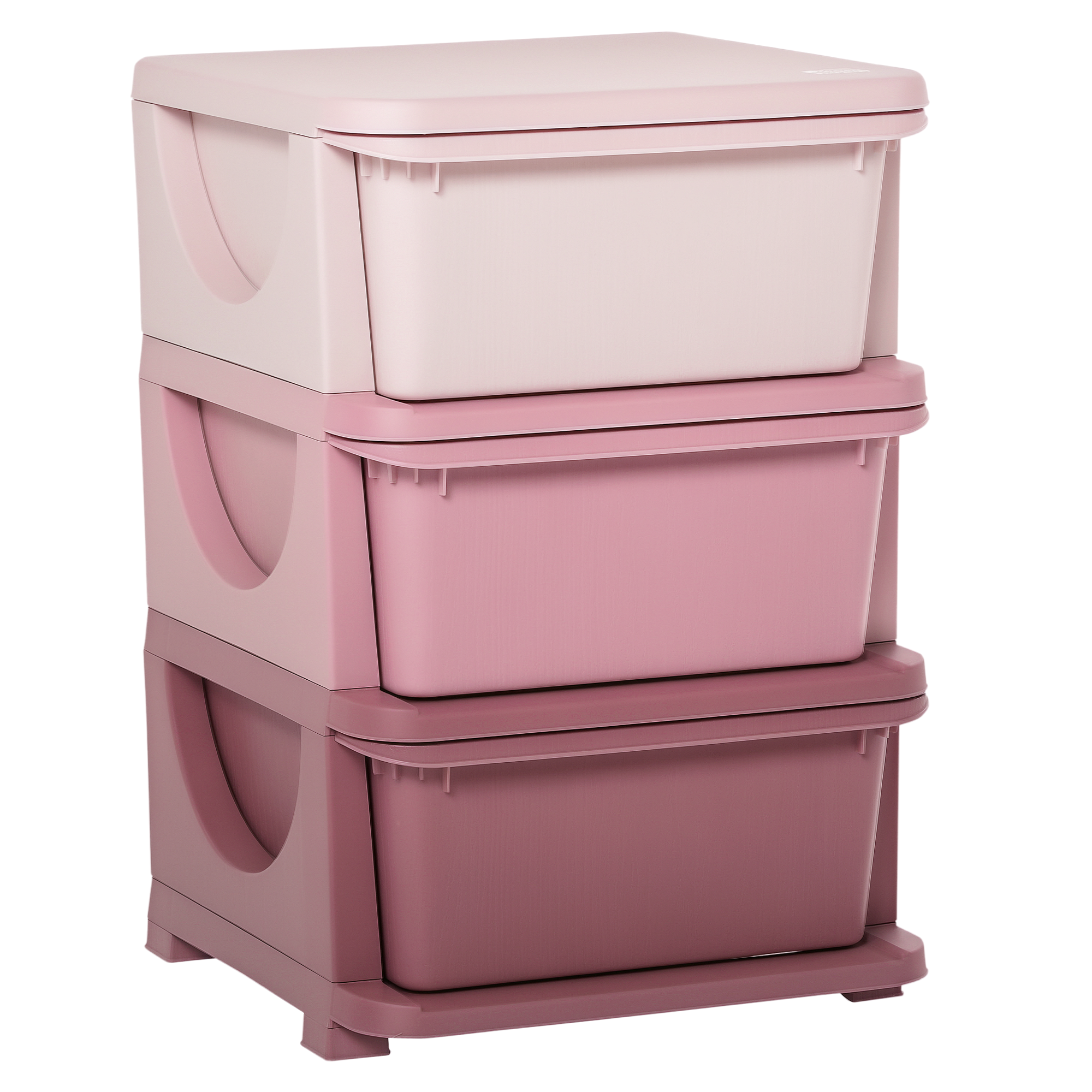 3 Drawers Kids Storage Unit, 3 Tier Stackable Toy Organizers and Storage Chest for Bedroom, Nursery, Playroom, Living Room, Boys, Girls, Toddlers, Pink