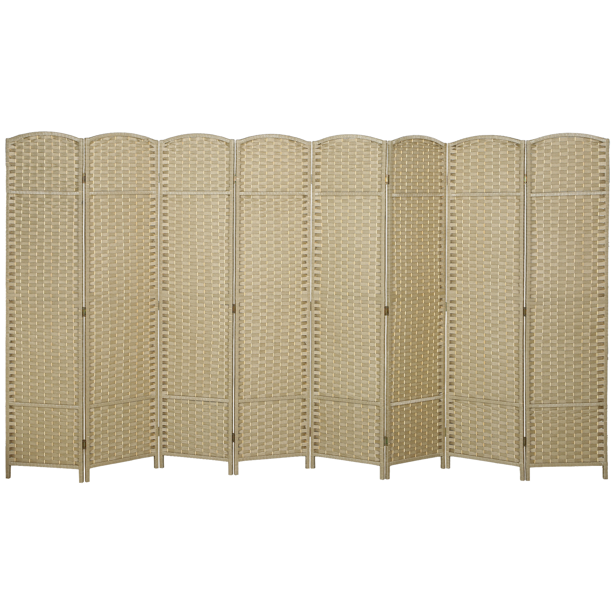 Folding Room Divider Screen 8 Panel 5.6 ' Tall Privacy Screen Freestanding Room Partition for Home Office, Beige