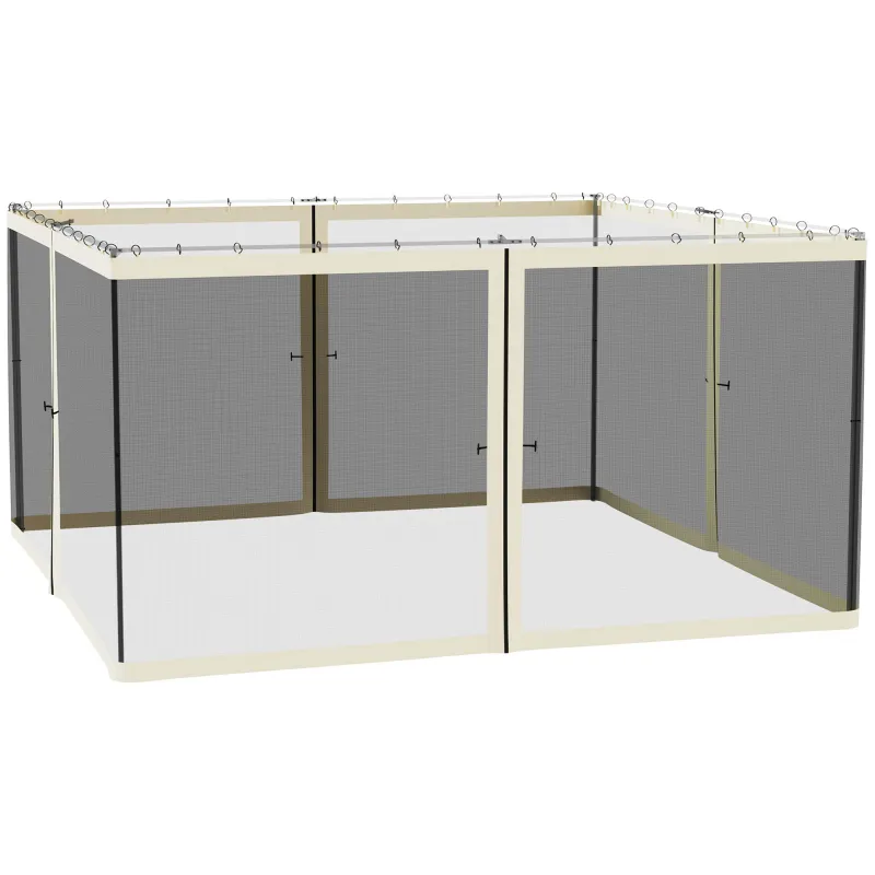  Replacement Mesh Sidewall Netting for 13' x 13' Gazebos and Canopy Tents with Zippers, (Sidewall Only) Cream