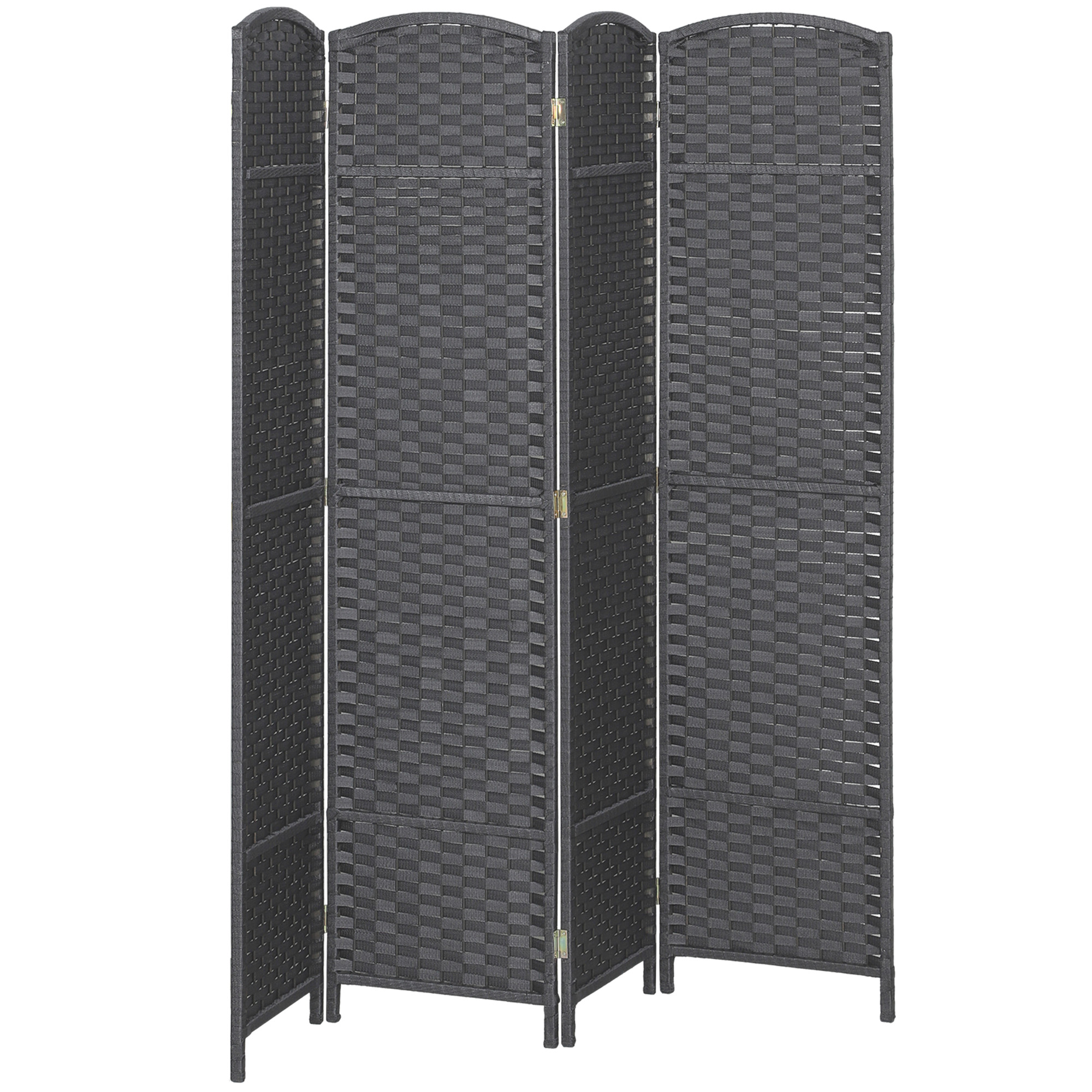 Folding Room Divider Screen 4 Panel 5.6 ' Tall Privacy Screen Freestanding Room Partition for Home Office, Charcoal Gray