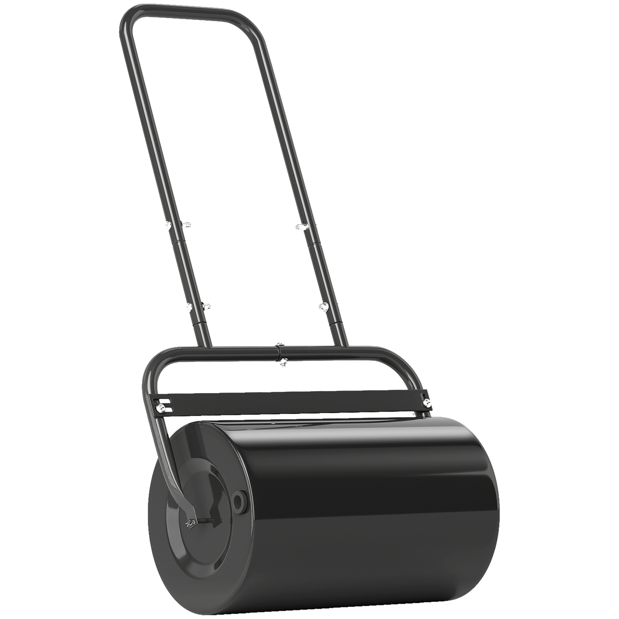 20-Inch Push/Tow Behind Lawn Roller Filled with 10 Gal Water or Sand for Flattening Sod in the Garden, Black