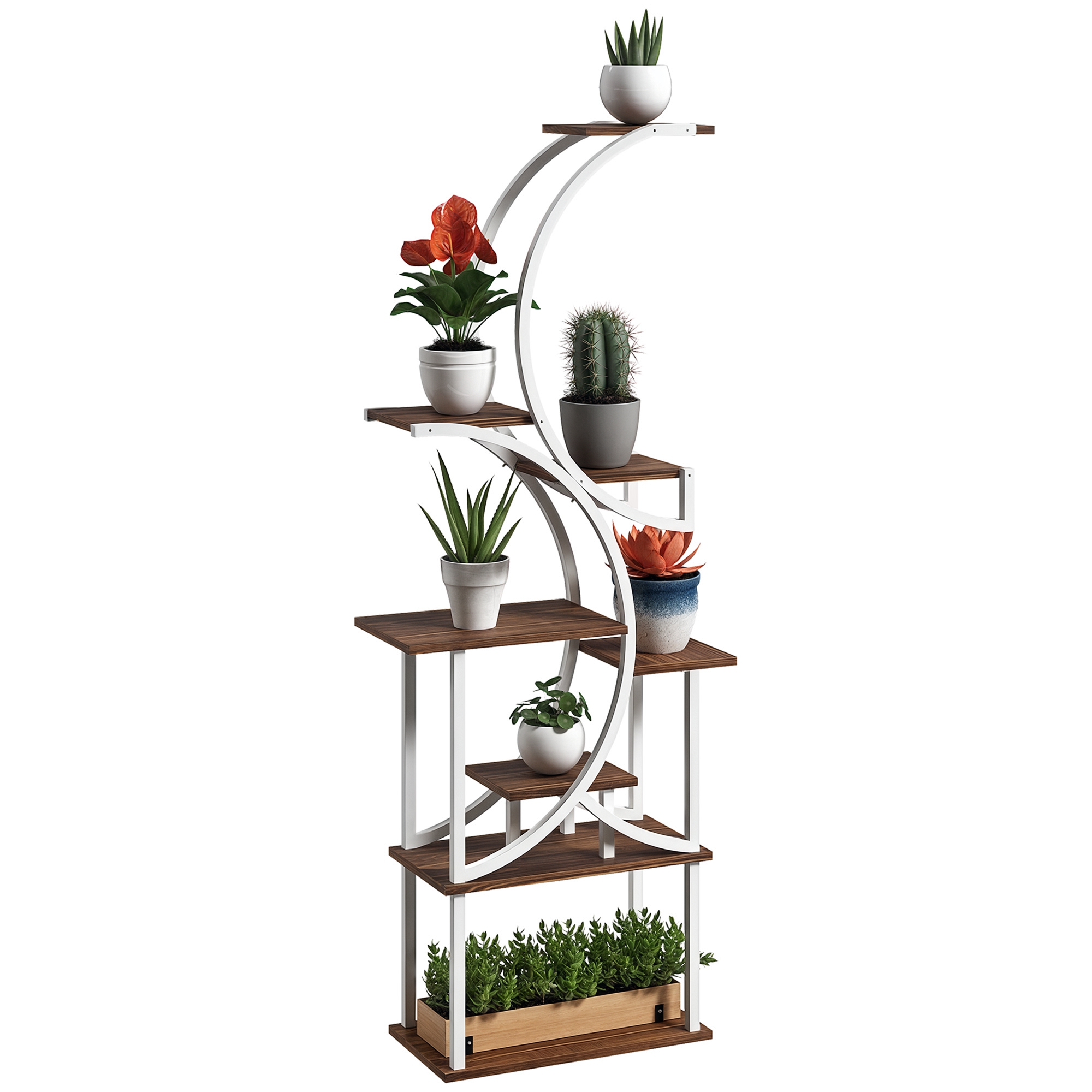 Plant Stand Indoor, 8 Tier 62" S-Shaped Plant Shelf, Corner Plant Rack for Multiple Plants, Carbonised Finish