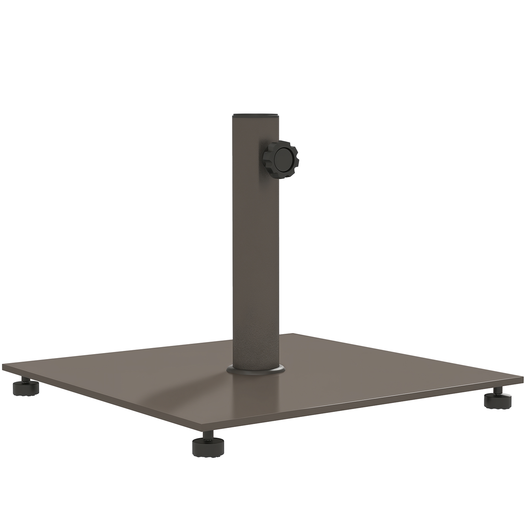  Square Patio Umbrella Base, 29 lbs Metal Umbrella Stand Base with Adjustable Foot Pads, Heavy Duty Patio Umbrella Holder for 1.5"/1.9" Umbrella Poles for Outdoor, Lawn, Poolside, Brown