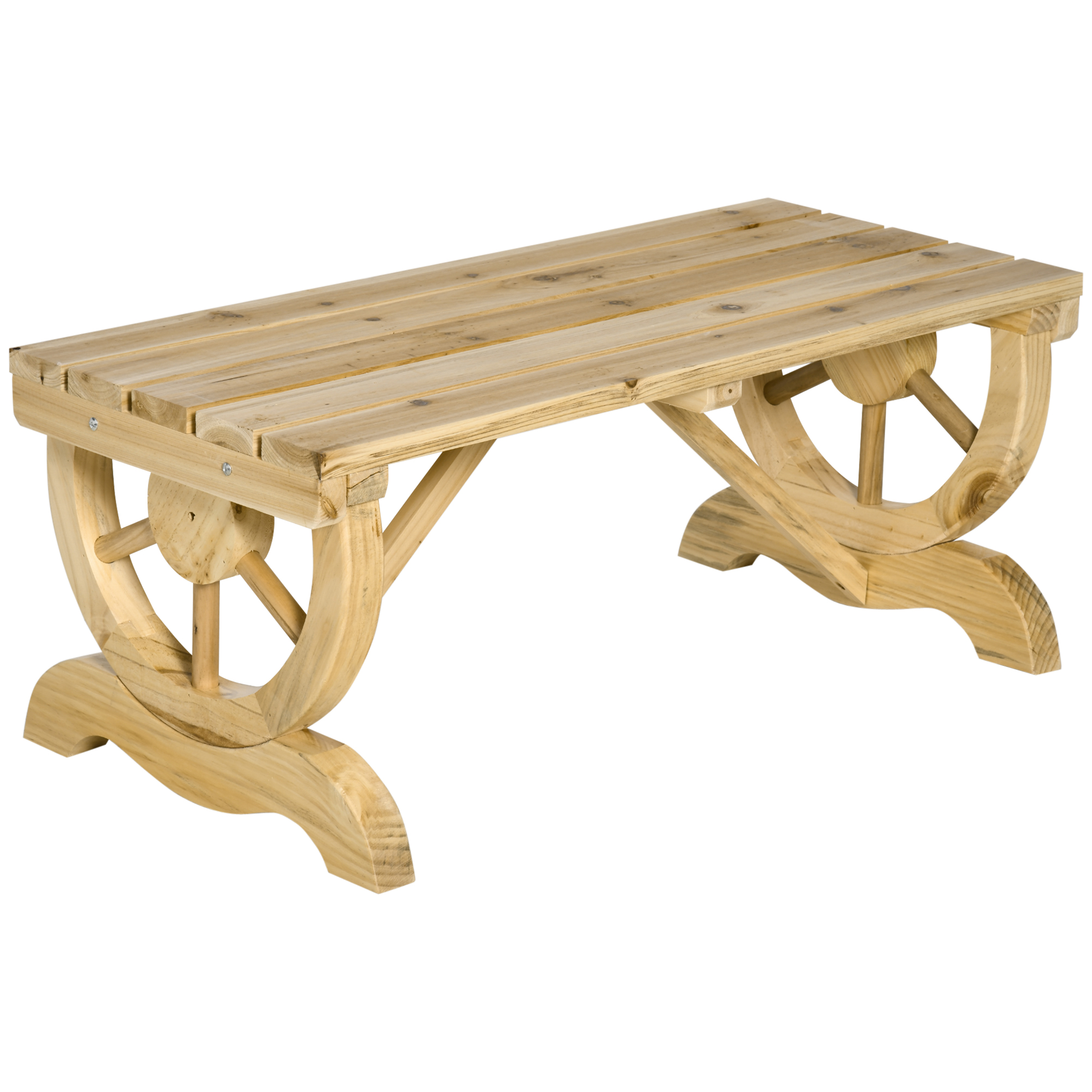 2-Person Garden Bench Outdoor Wagon Wheel Porch Bench for Backyard, Patio, Garden Natural