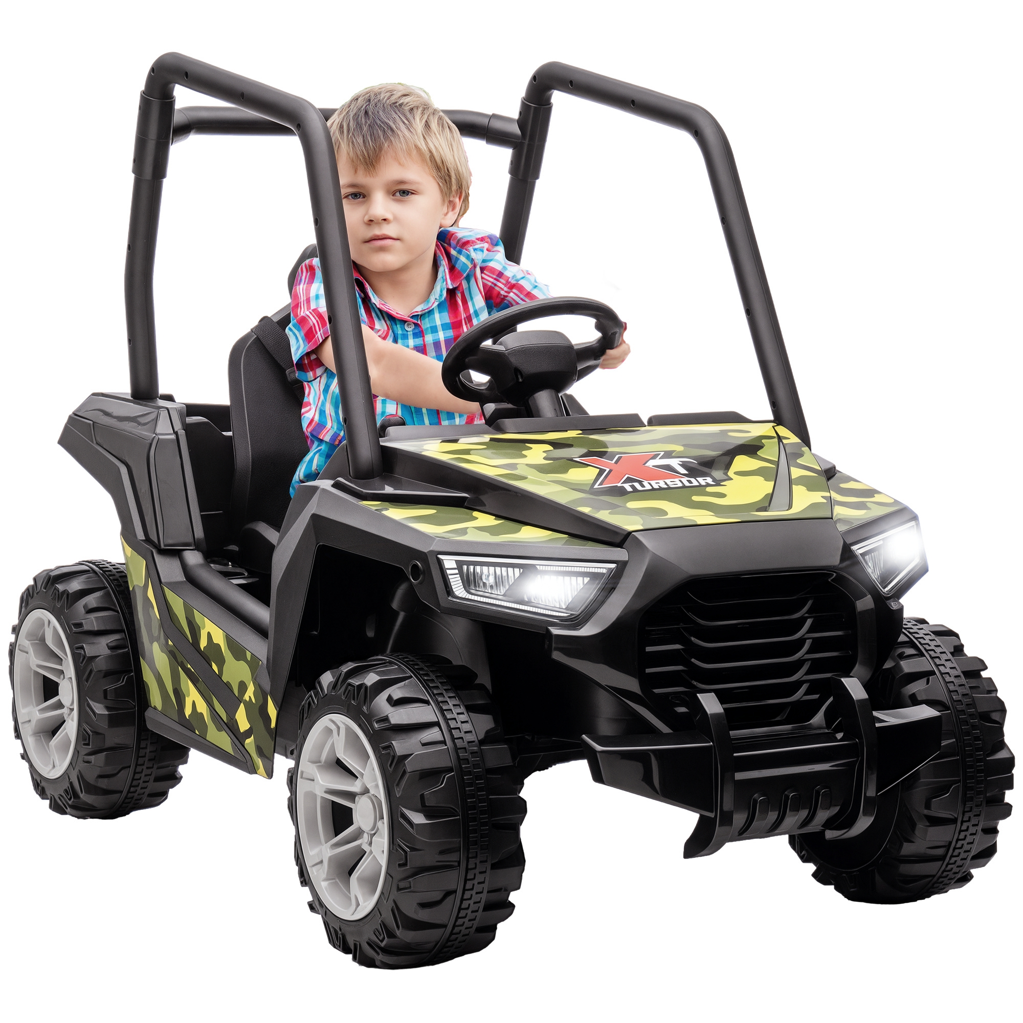 12V Kids Electric Car with Parent Remote Control, Spring Suspension, Soft Start, Music, LED Light, Safety Belt, Green