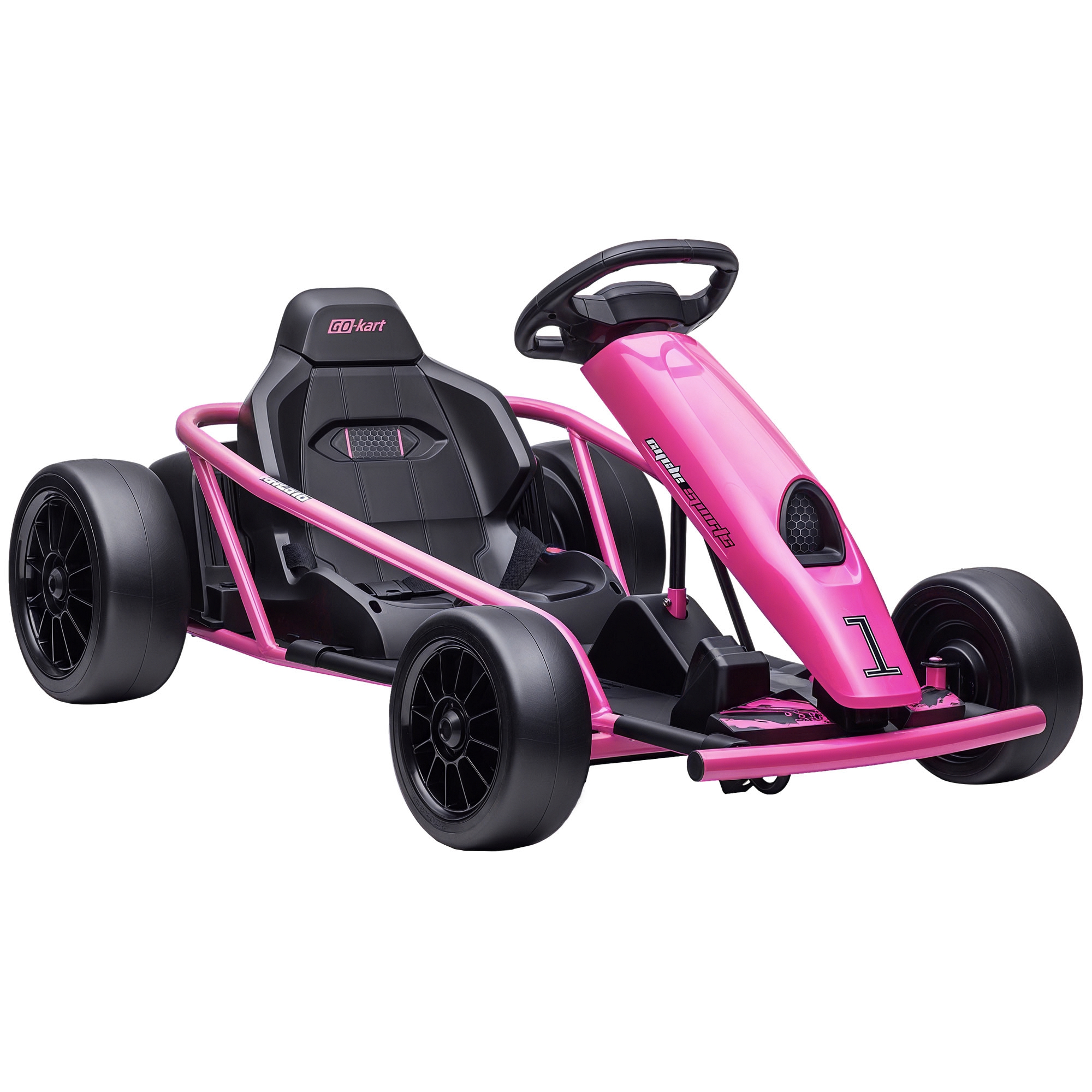 24V Electric Go Kart for Kids, Drift Ride-On Racing Go Kart with 2 Speeds, for Boys Girls Aged 8-12 Years Old, Pink