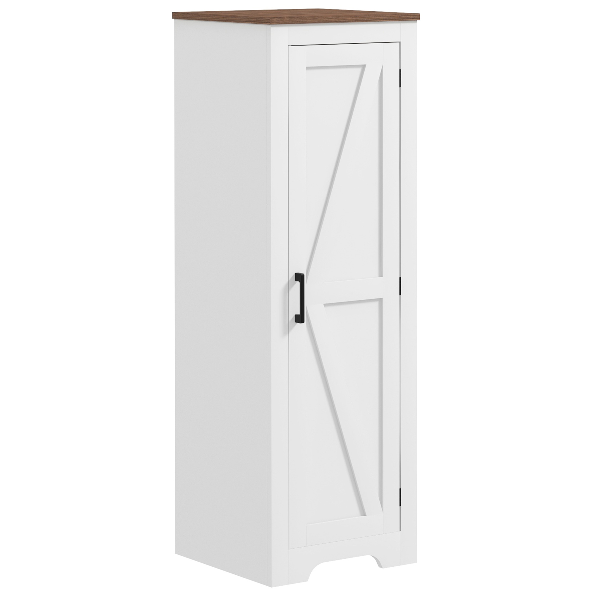 Farmhouse Accent Cabinet with Adjustable Shelf Barn Door Storage Cabinet for Living Room Floor Pantry Cabinet, White