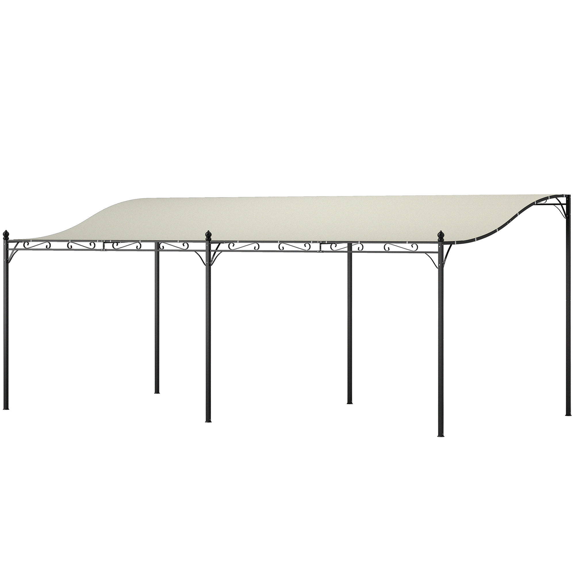 10' x 20' Wall-Mounted Outdoor Pergola Canopy, Metal Patio Canopy with Drainage Holes for Backyard Garden, Cream White