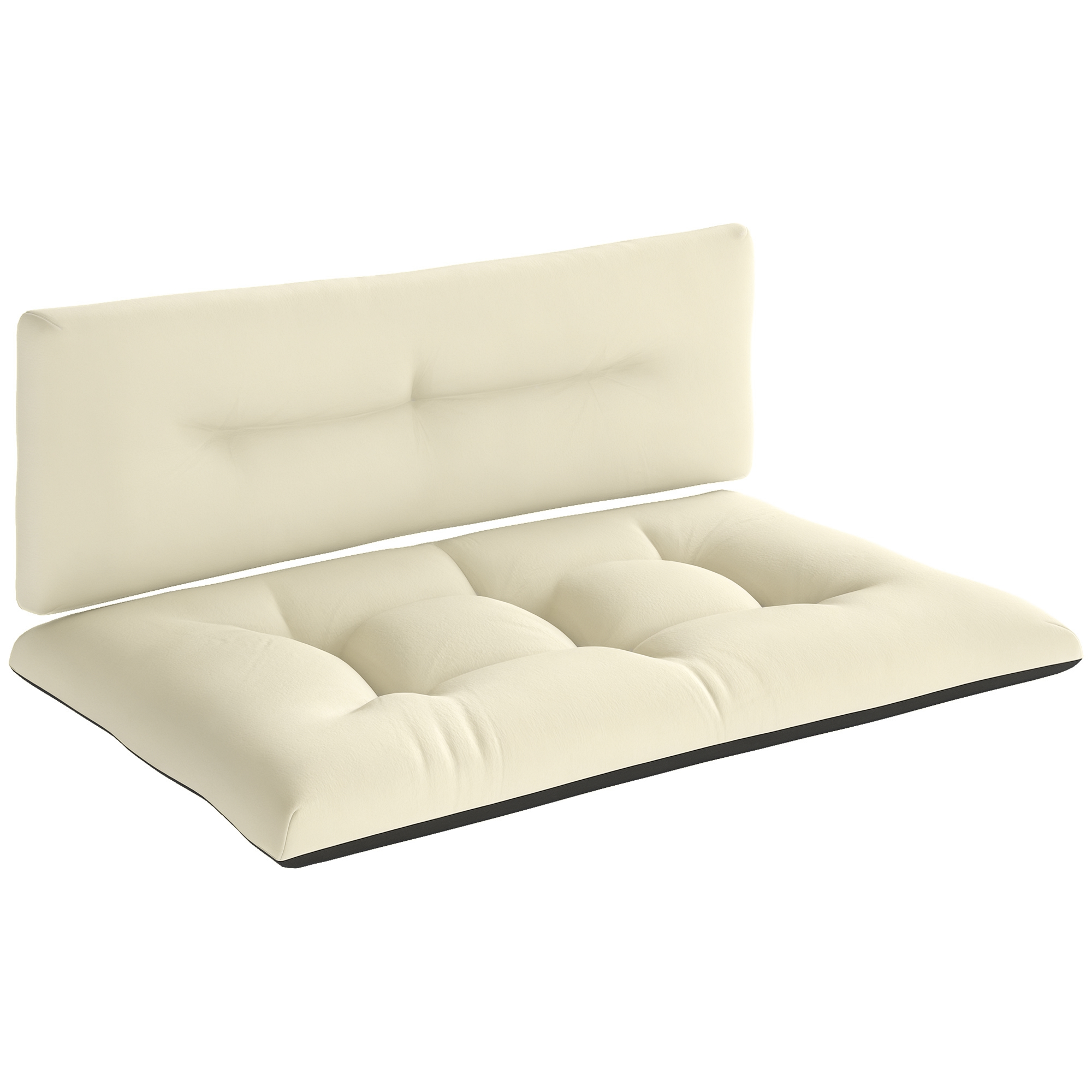  2 Seater Pallet Cushions Outdoor 3.9" Thick Replacement Cushions - Tufted Design for Garden, Patio, Cream White