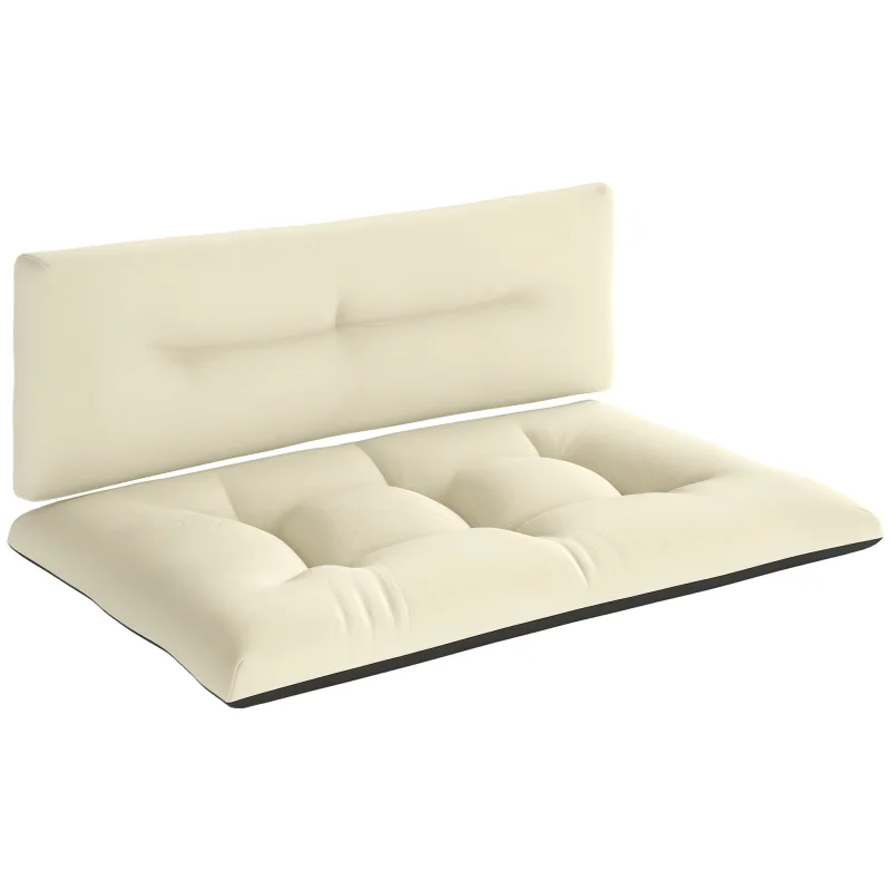  2 Seater Pallet Cushions Outdoor 3.9" Thick Replacement Cushions - Tufted Design for Garden, Patio, Cream White