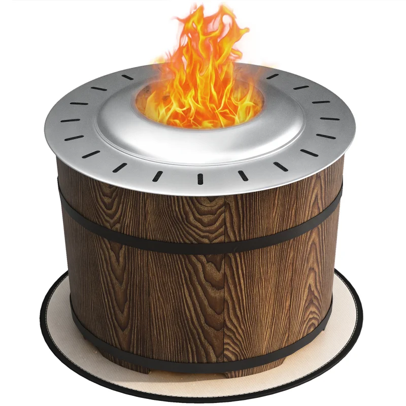 Smokeless Fire Pit, Portable Camping Bonfire Stove with Mat for Backyard, Patio, Picnic, Magnesium Oxide, Brown