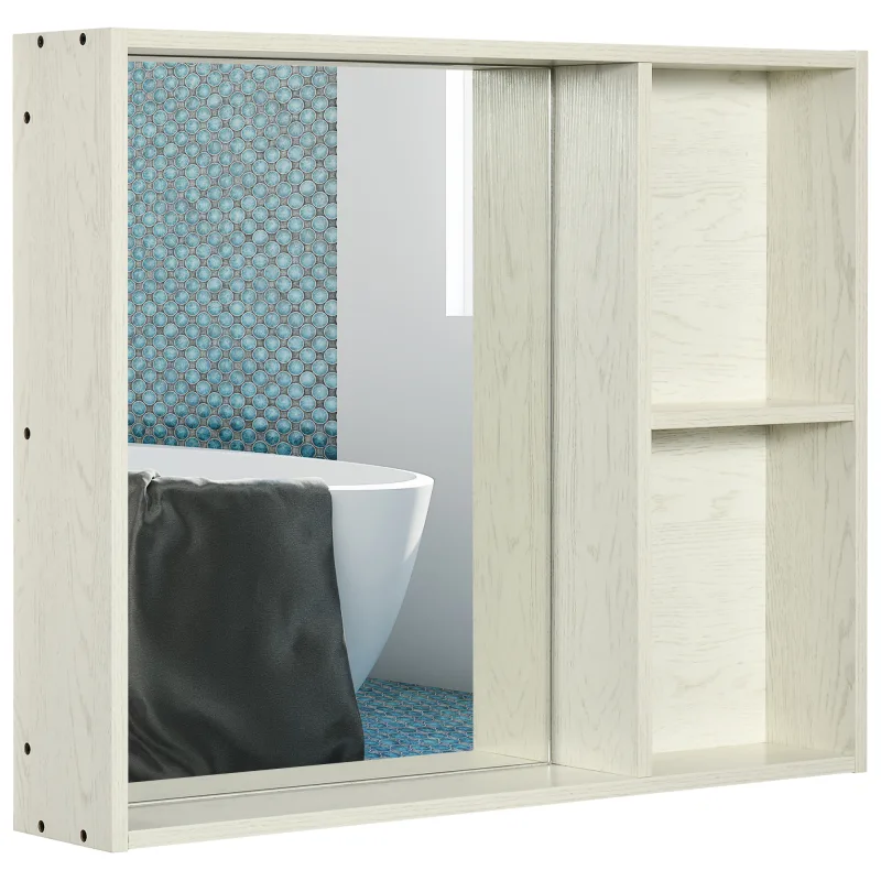  31.5" x 25.5" Bathroom Medicine Cabinet with Mirror, Storage Shelf, Over Toilet Bathroom Cabinet Wall Mounted for Living Room and Laundry Room, White