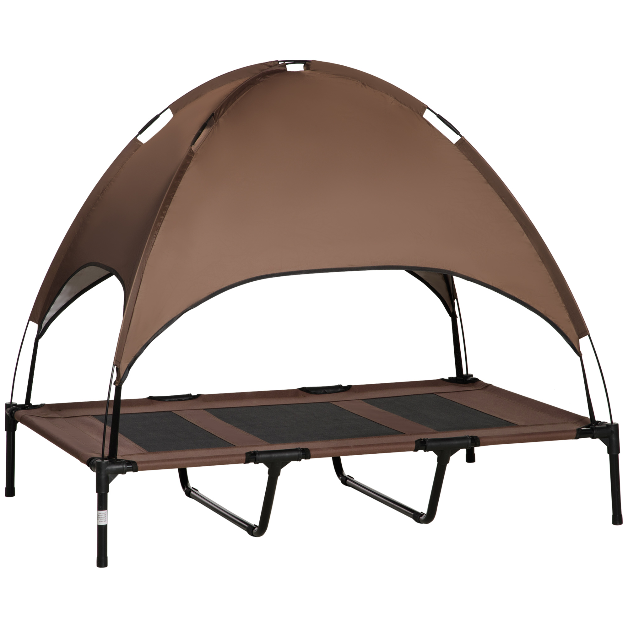 48" x 36" Elevated Portable Dog Cot Cooling Pet Bed with UV Protection Canopy Shade, Coffee