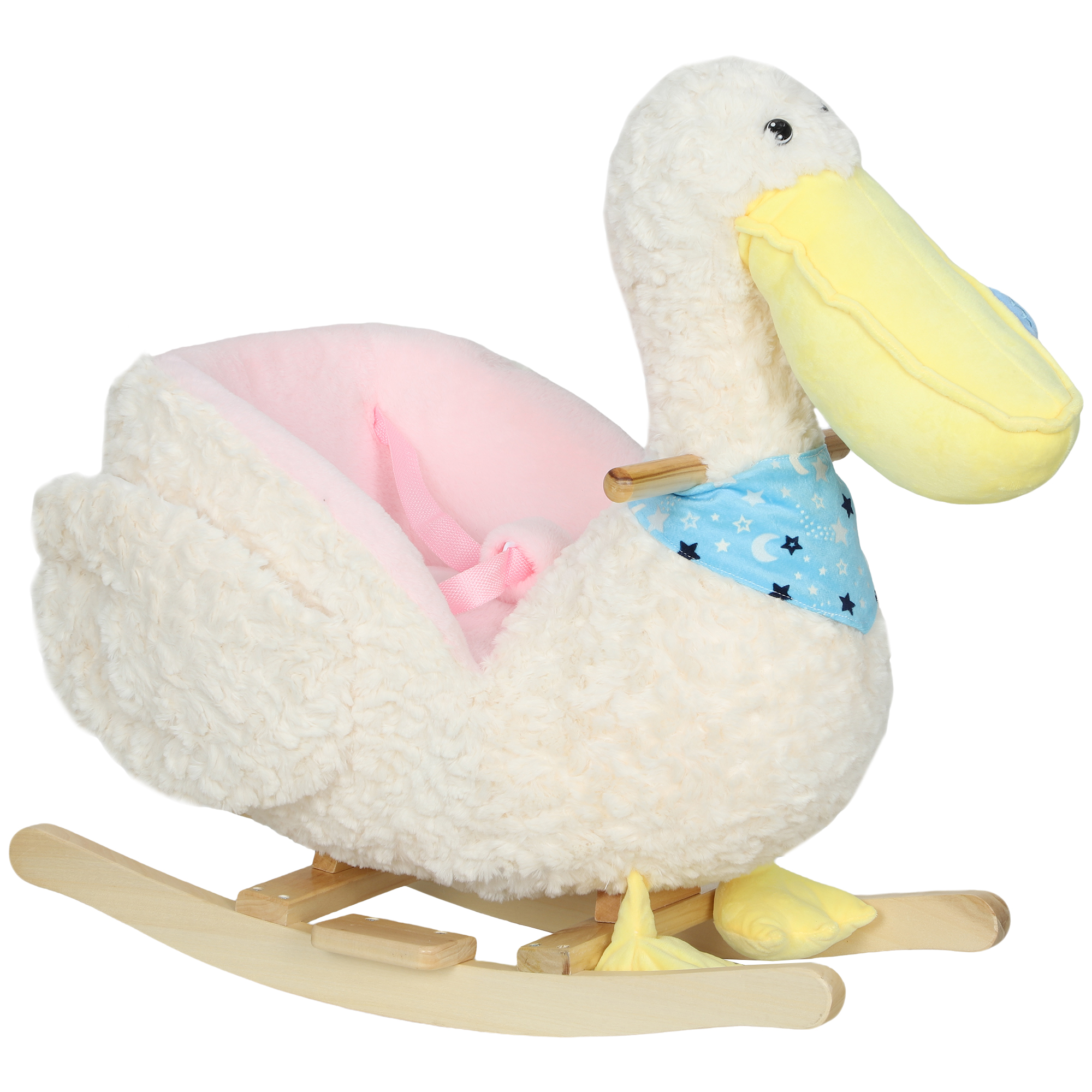 Baby Rocking Horse, Kids Ride on Pelican Rocking Horse for Toddlers 18–36 Months with Realistic Duck Sound, White