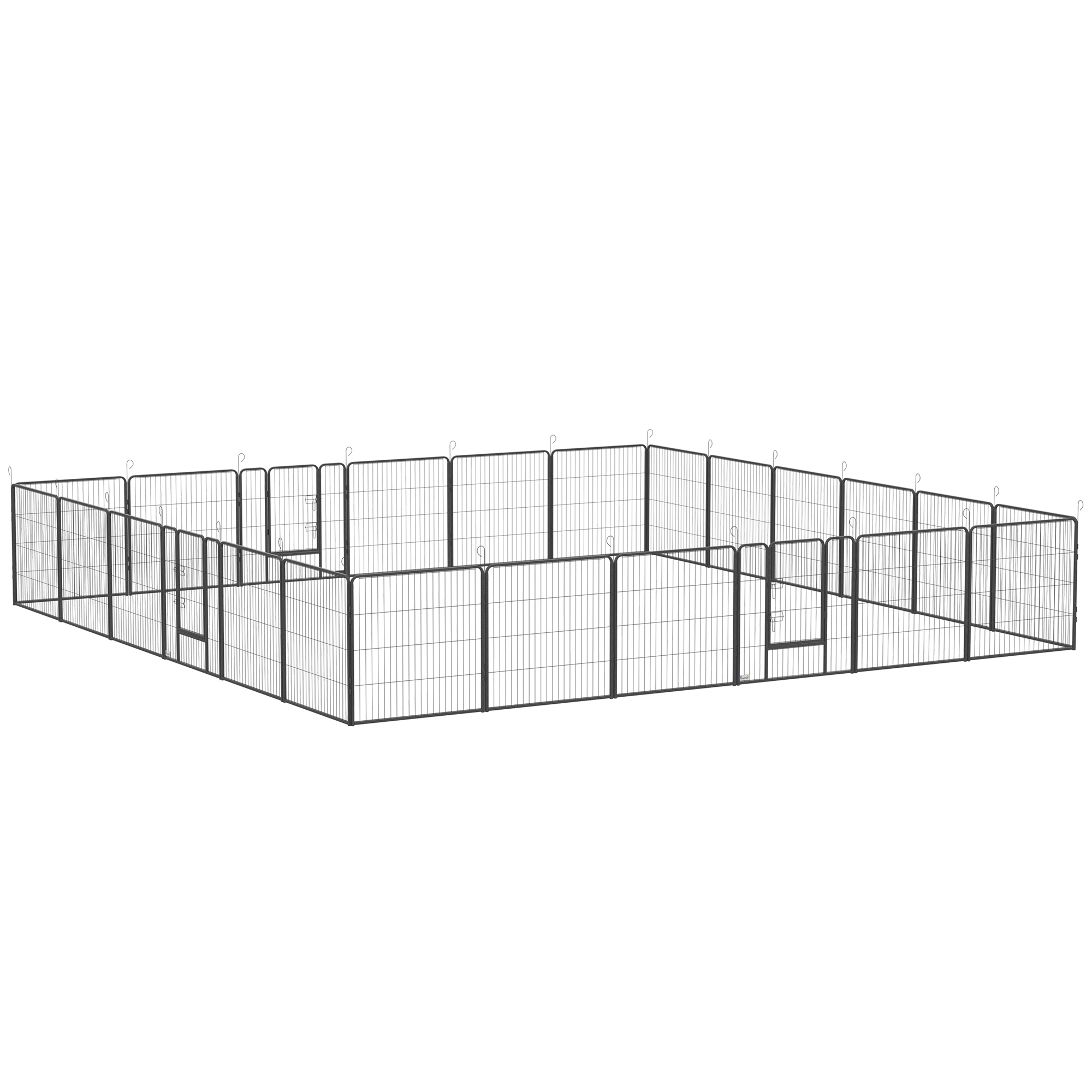 24 Panel Dog Playpen for Small and Medium Dogs with Lockable Door, 15.7' x 15.7' x 2.6'