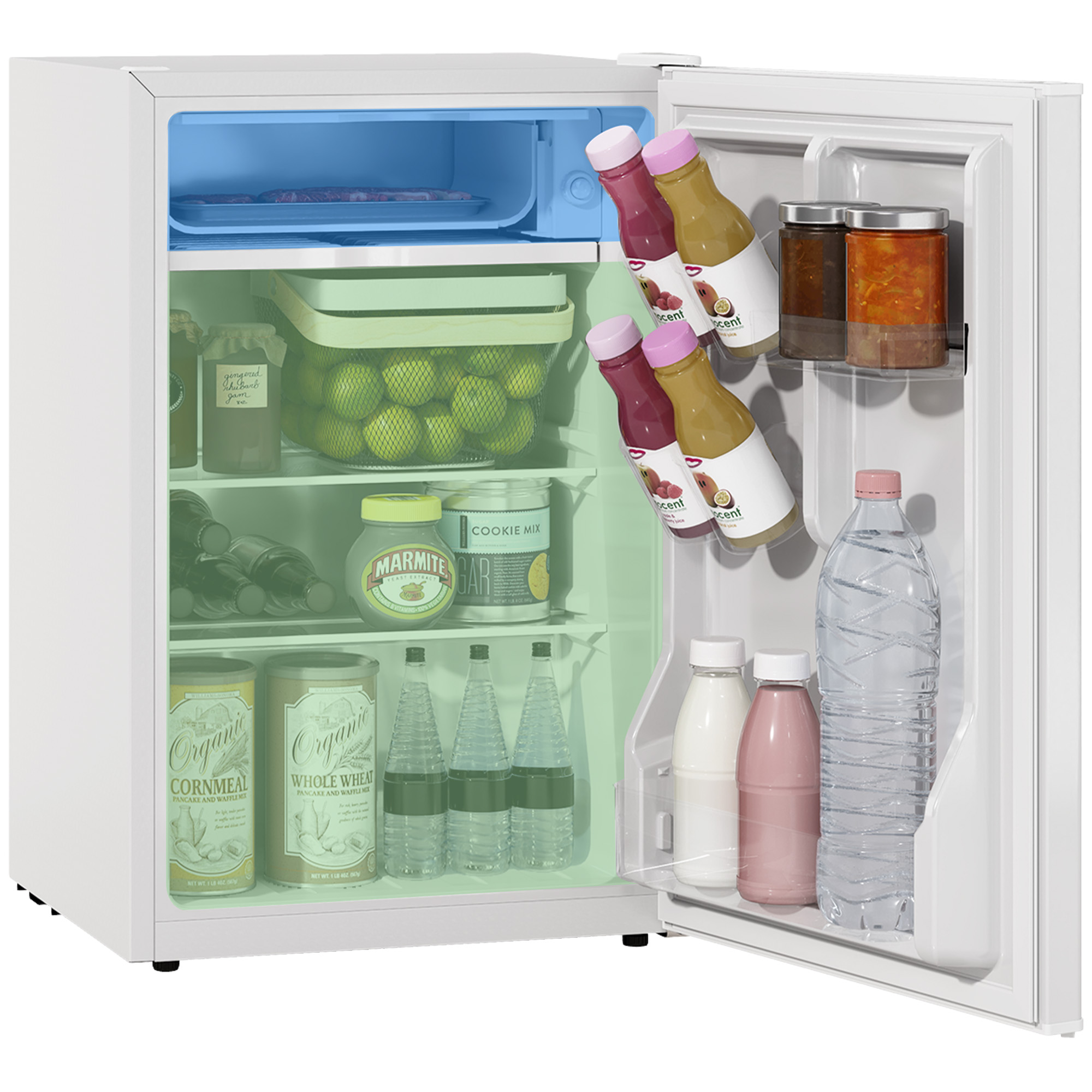2.5 Cu.Ft Mini Fridge, Single Door Compact Refrigerator with Freezer, Adjustable Thermostat, Reversible Door, White