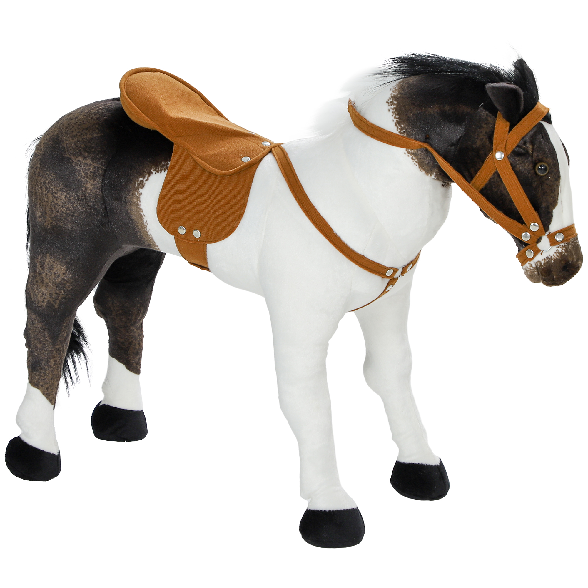 Ride on Horse for Toddlers 3-8 Years Old, Stuffed Animal Horse Toy with Neighing Sound, Brown