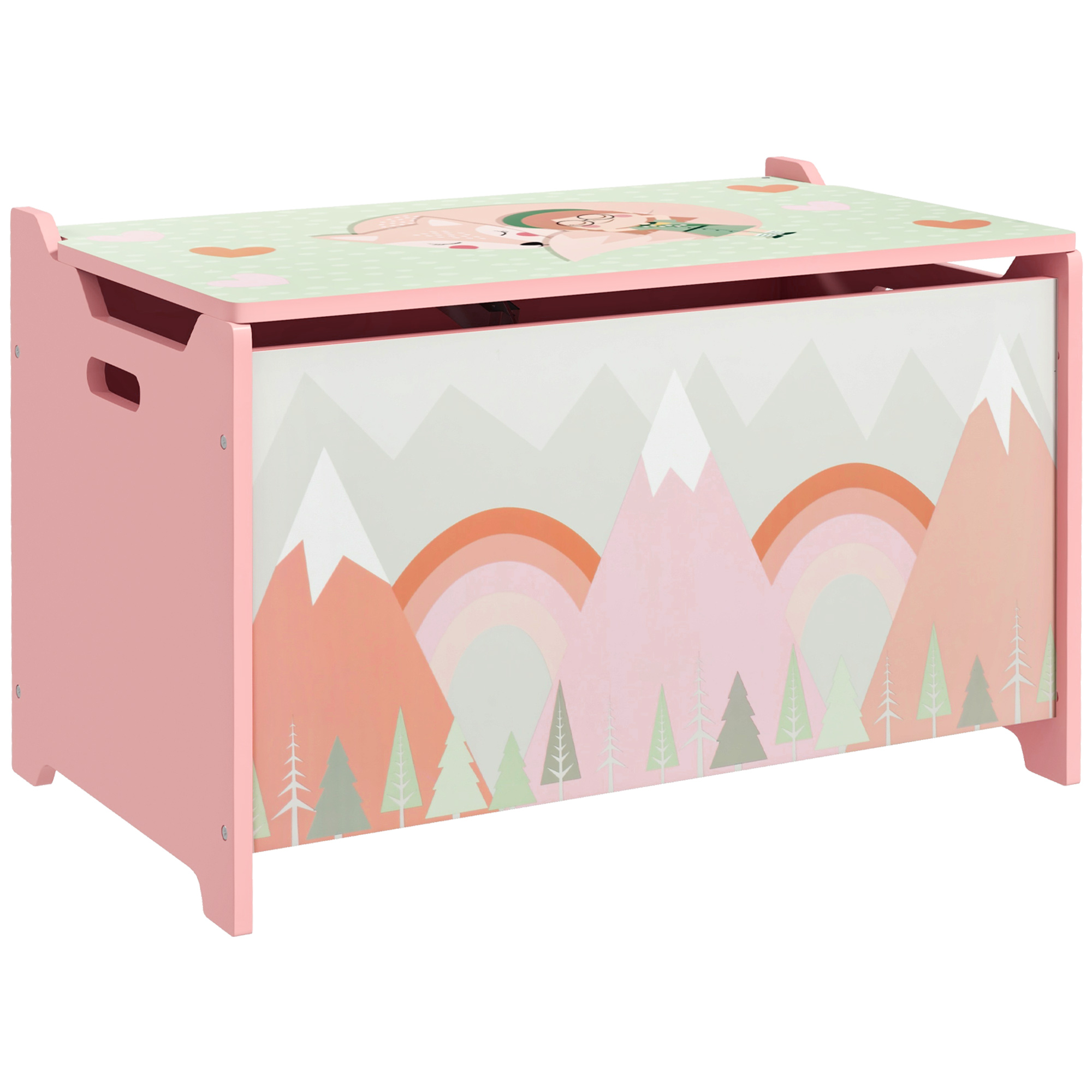 Qaba Storage Chest with Lid, Storage Box Organizer for Bedroom, Pink