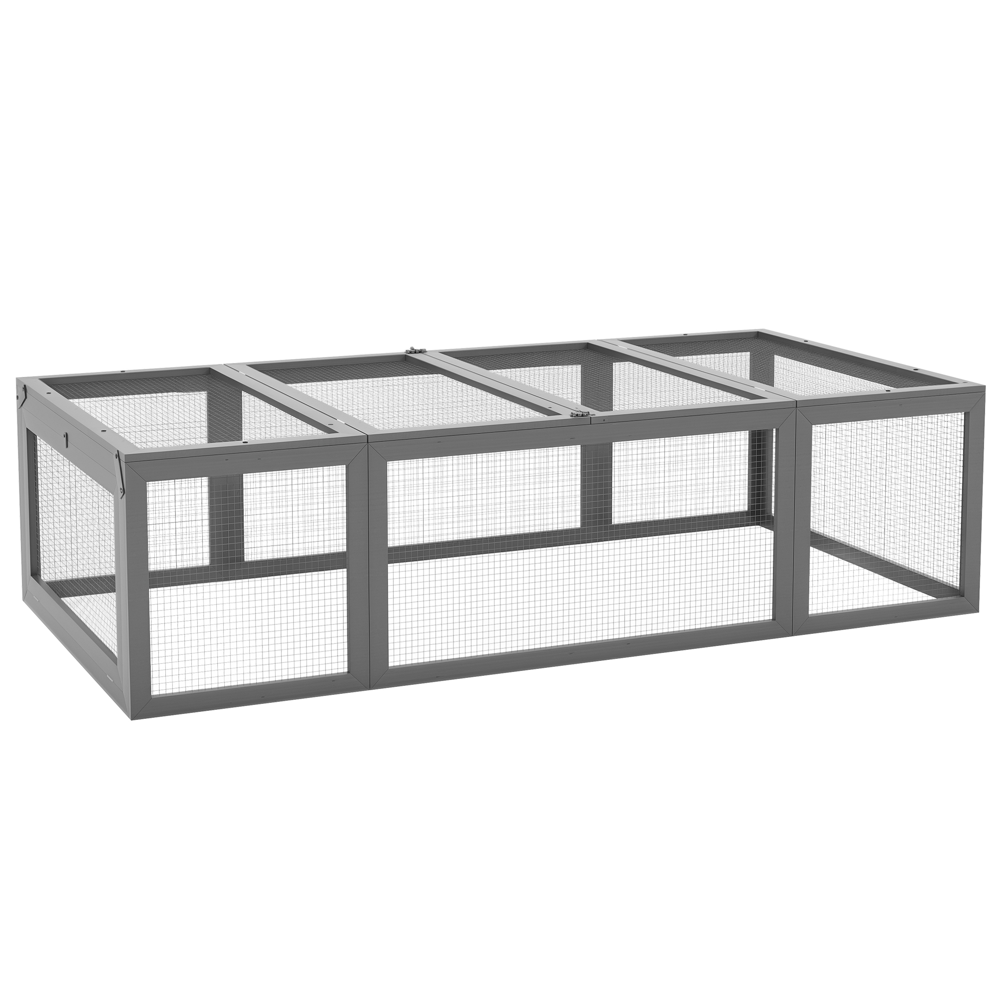 Large Wooden Rabbit Hutch Small Animal Habitat Enclosure Outdoor Run and Lockable Doors - Gray